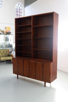 Danish Rosewood Bookcase with Sideboard by Carlo Jensen for Hundevad, 1960s.