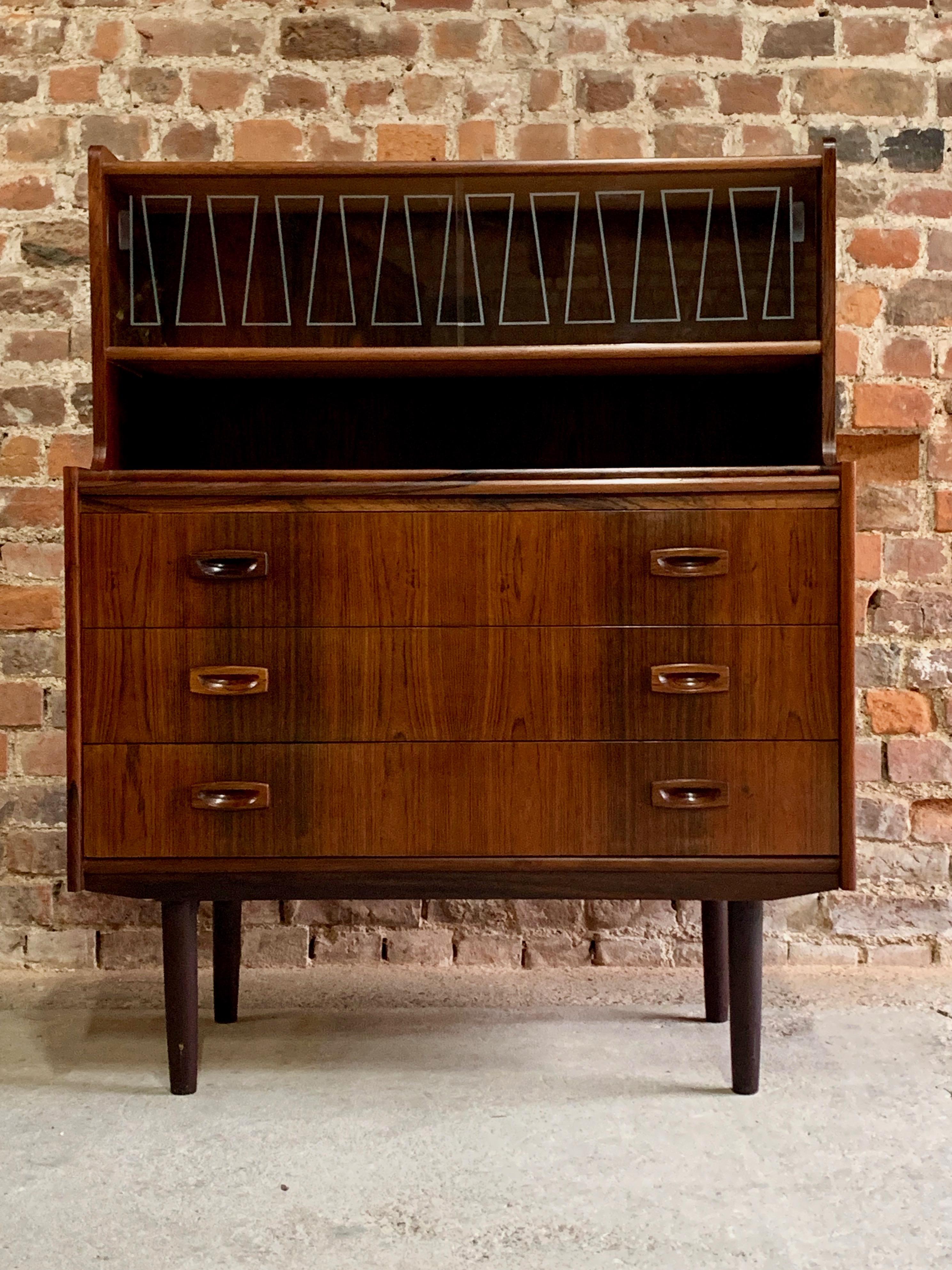 Danish Rosewood Bureau Cabinet Dresser Midcentury, circa 1960s 4