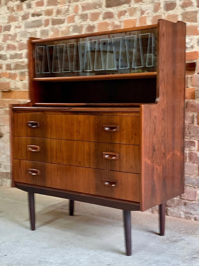 Danish Rosewood Bureau Cabinet Dresser Midcentury Circa 1960s For