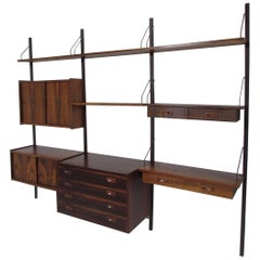 Danish Rosewood "Cado" Style Wall-Mounted Shelving Unit by Preben Sorensen
