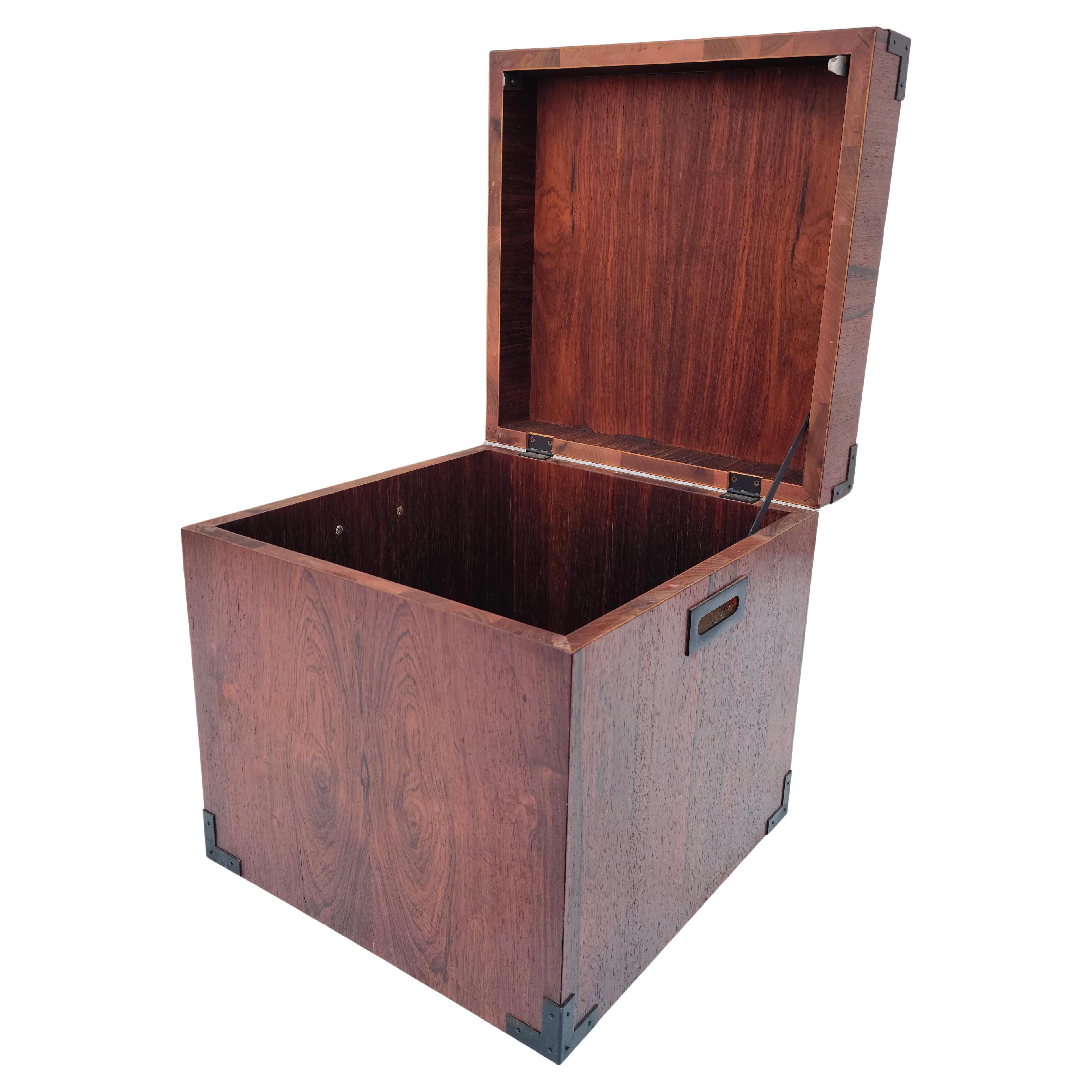 Mid-20th Century Danish Rosewood Campaign Treasure Chest Catch-All For Sale