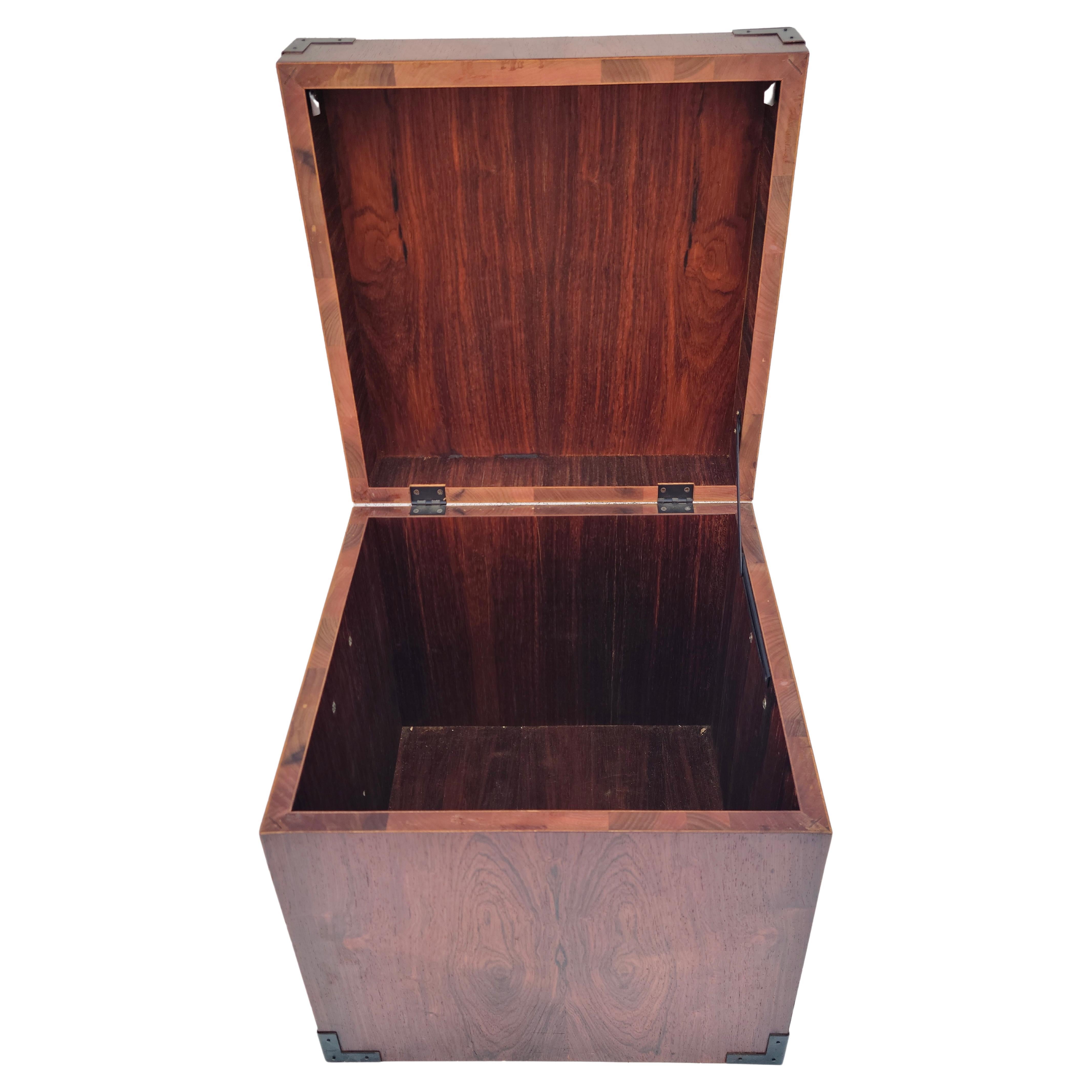 Steel Danish Rosewood Campaign Treasure Chest Catch-All For Sale
