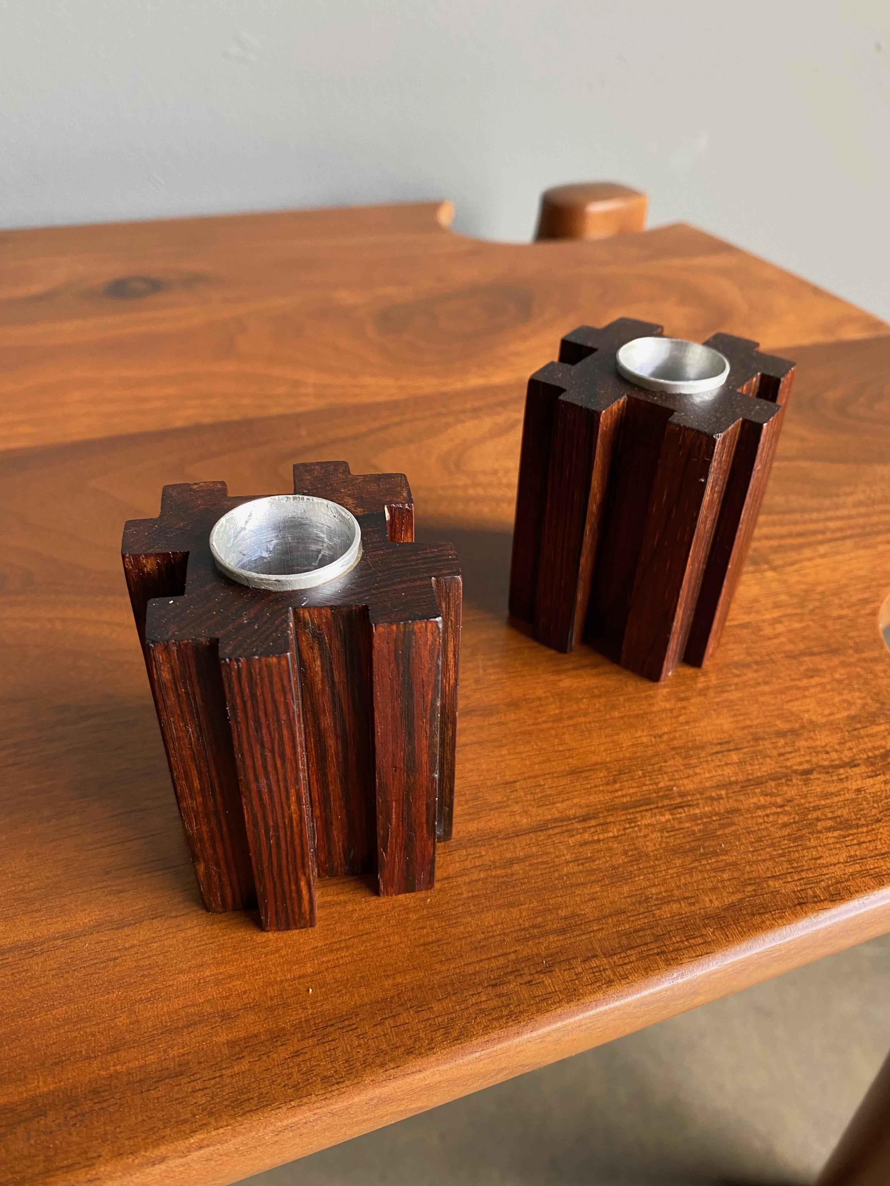 Danish Rosewood Candle Holders, circa 1960 For Sale 4