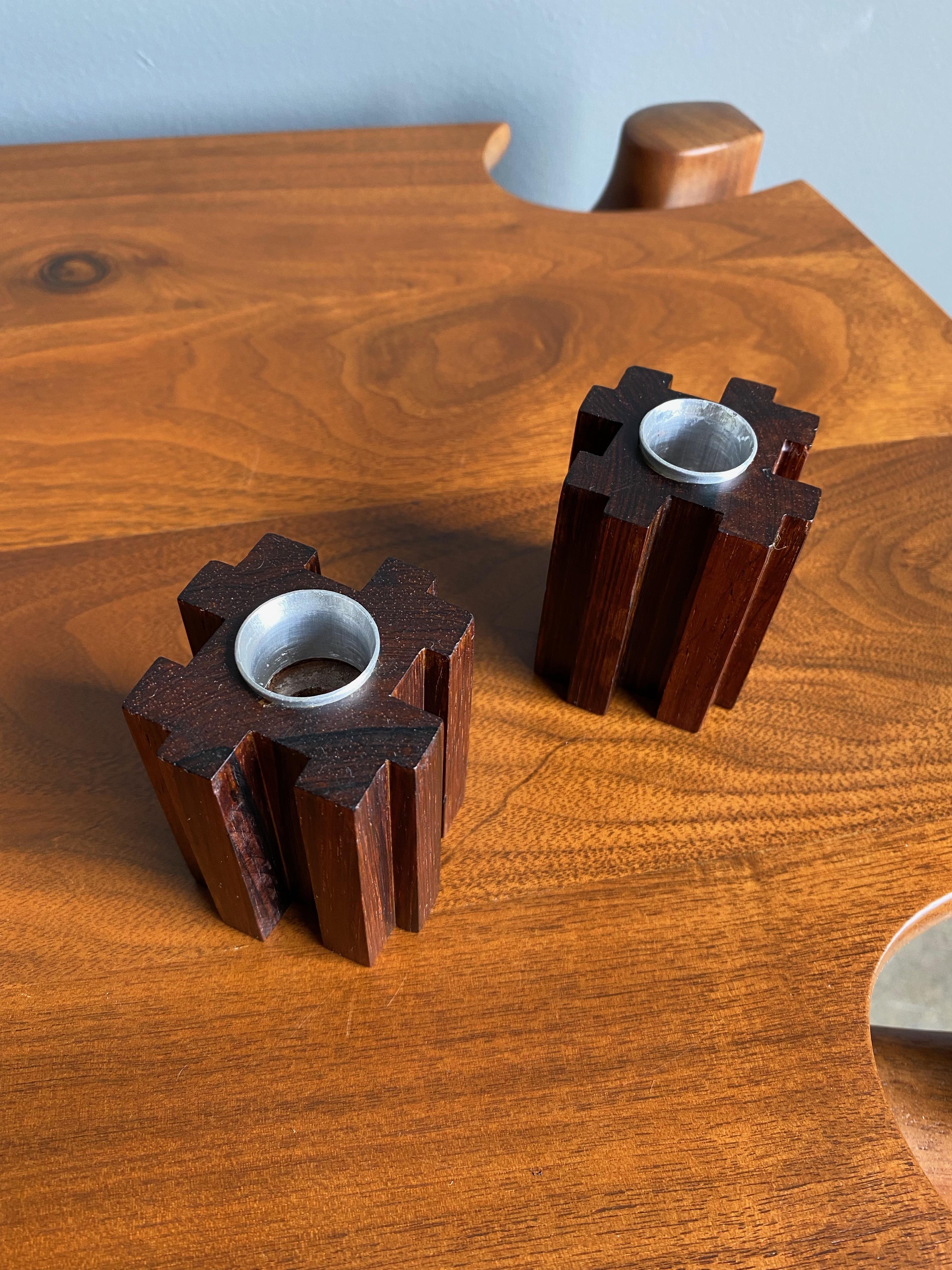 Danish Rosewood Candle Holders, circa 1960 For Sale 5