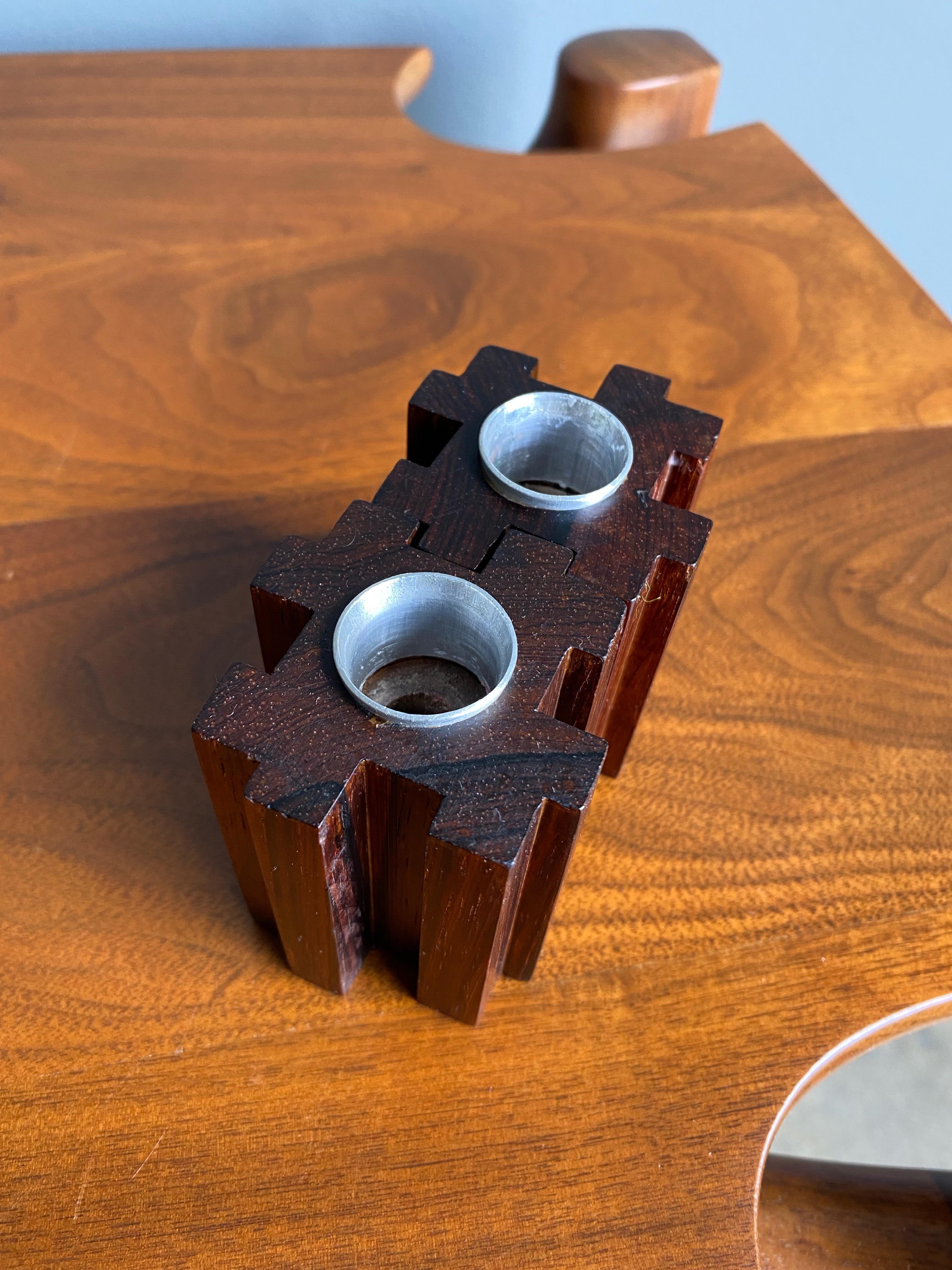 Mid-Century Modern Danish Rosewood Candle Holders, circa 1960 For Sale