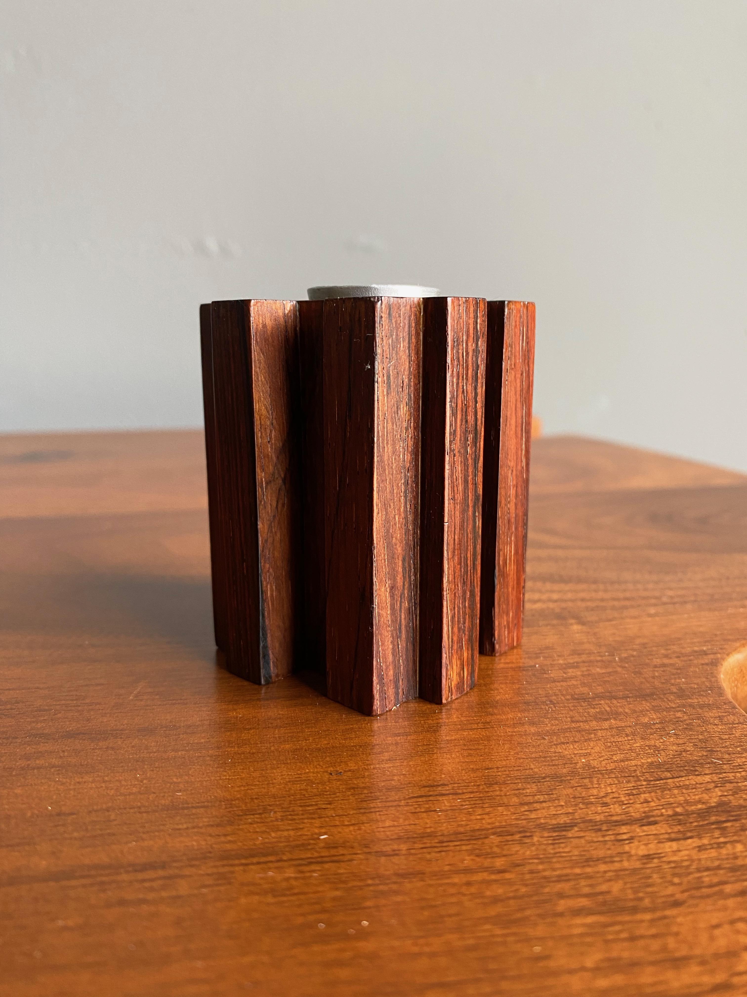 Hand-Carved Danish Rosewood Candle Holders, circa 1960 For Sale