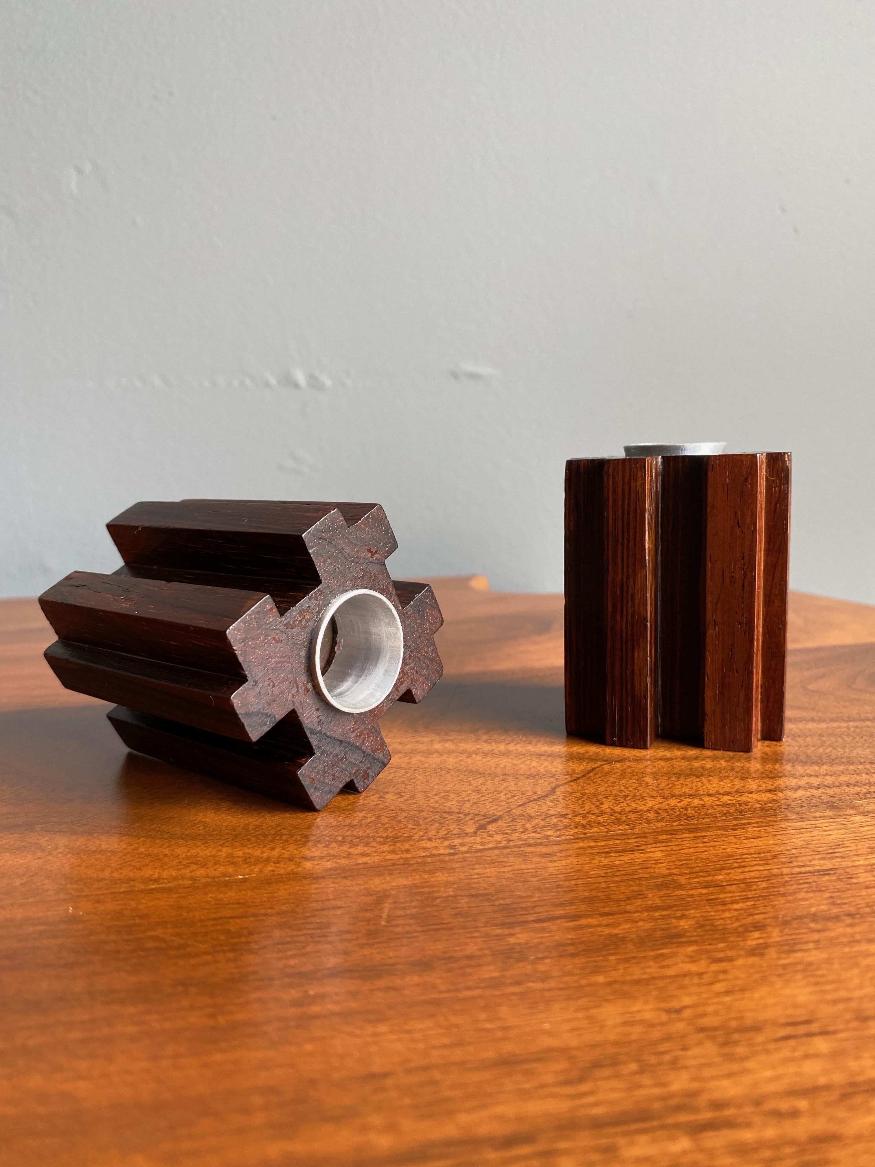 Mid-20th Century Danish Rosewood Candle Holders, circa 1960 For Sale