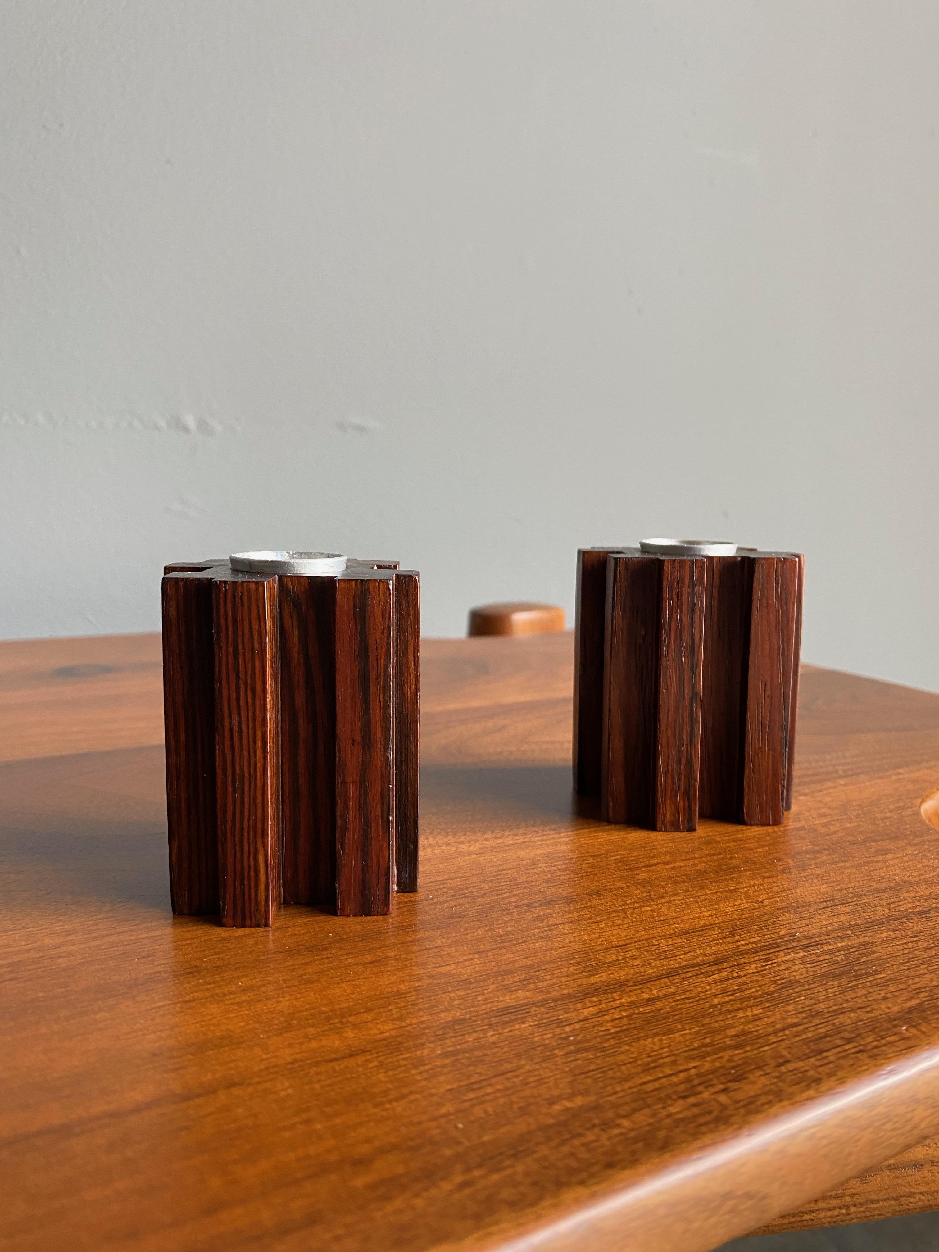 Danish Rosewood Candle Holders, circa 1960 For Sale 1