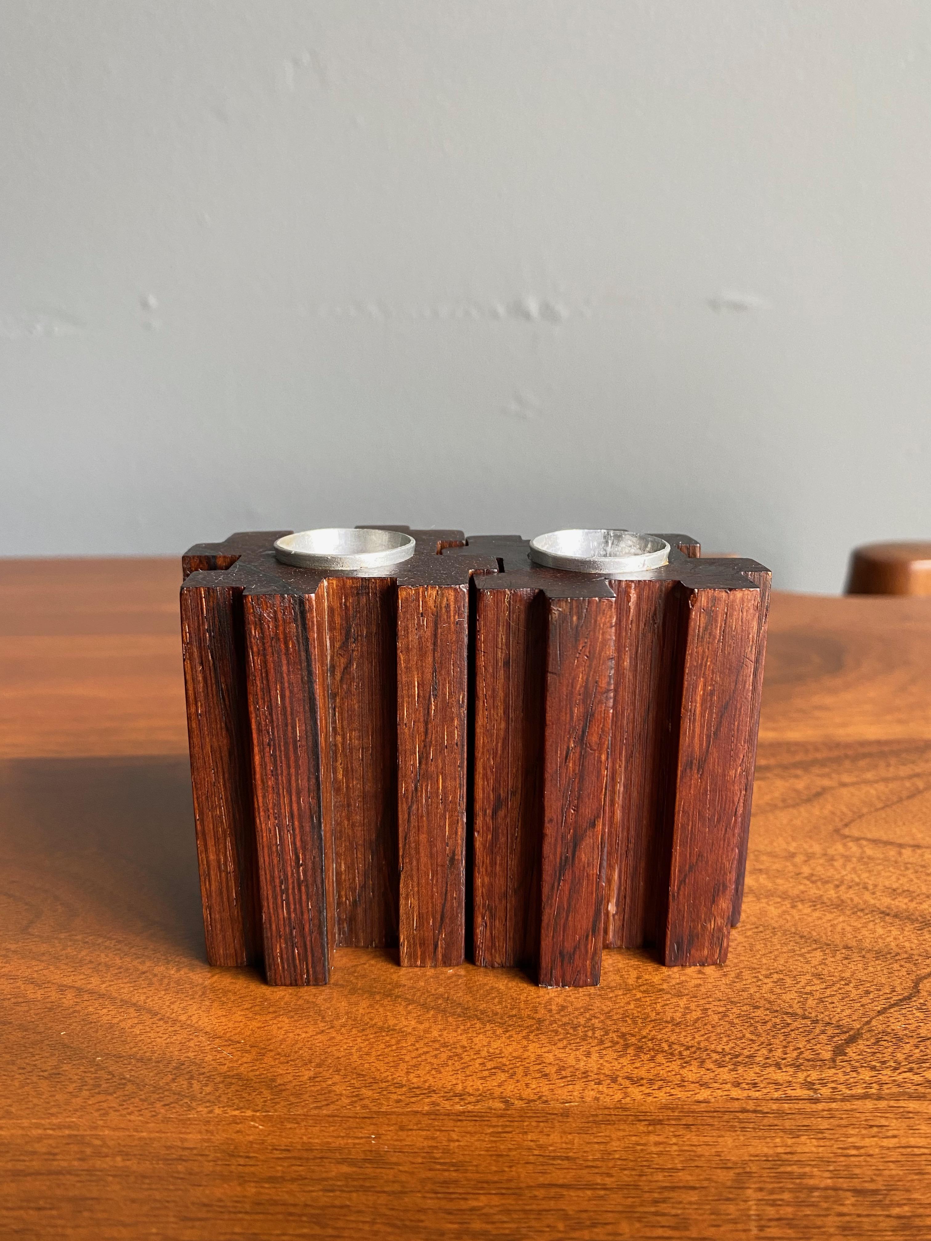 Danish Rosewood Candle Holders, circa 1960 For Sale 3