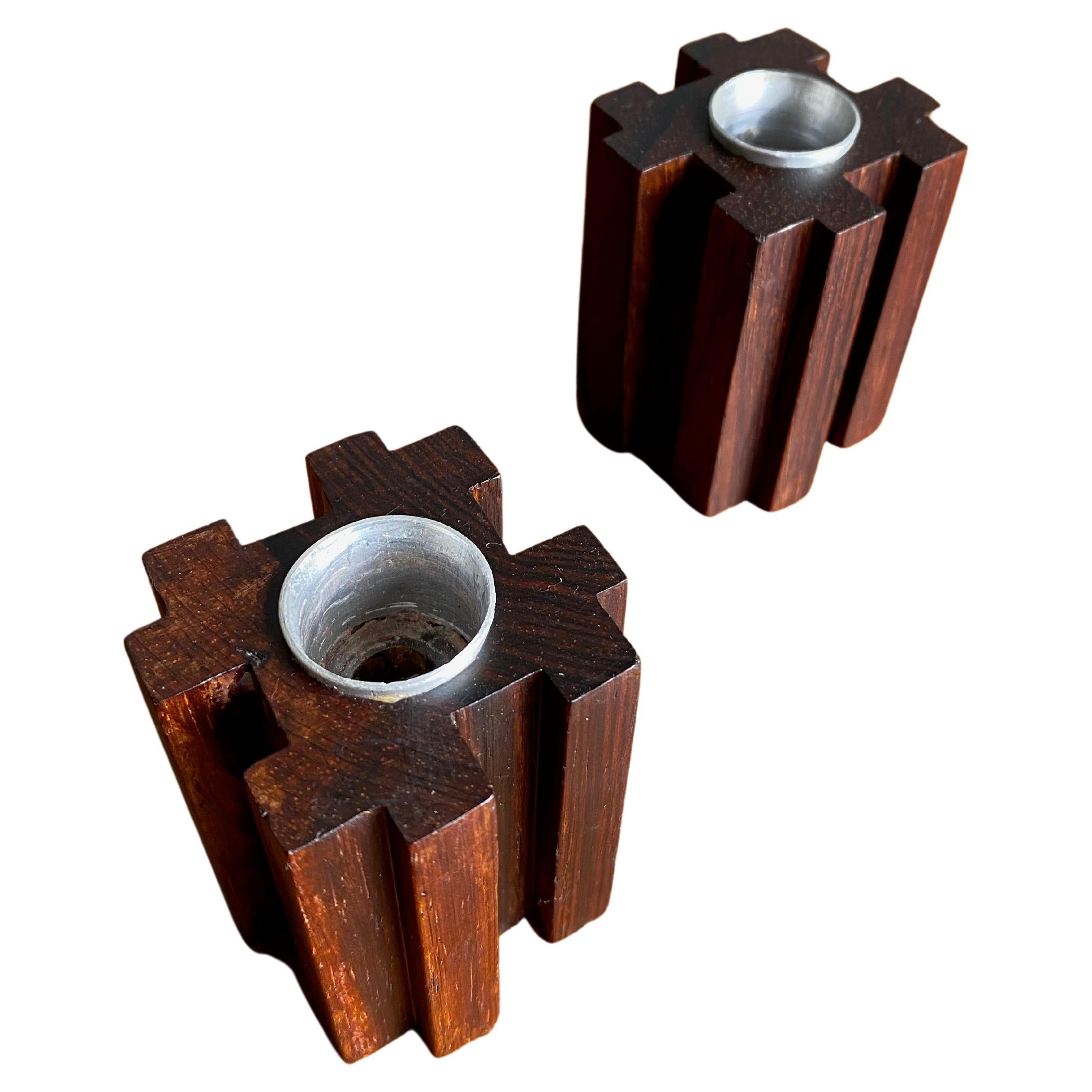 Danish Rosewood Candle Holders, circa 1960 For Sale