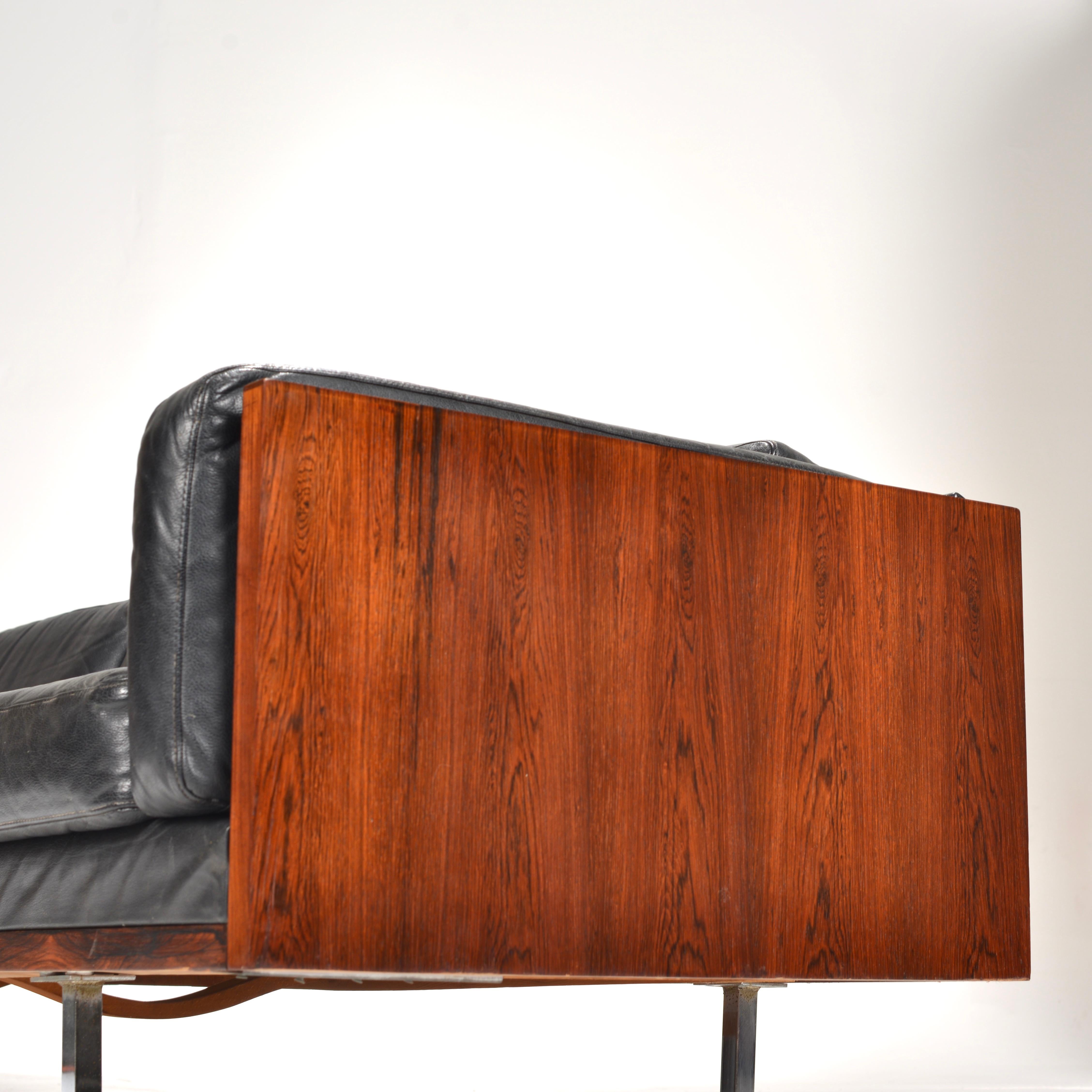 Leather Danish Rosewood Case Sofa by Jydsk Mobelvaerk