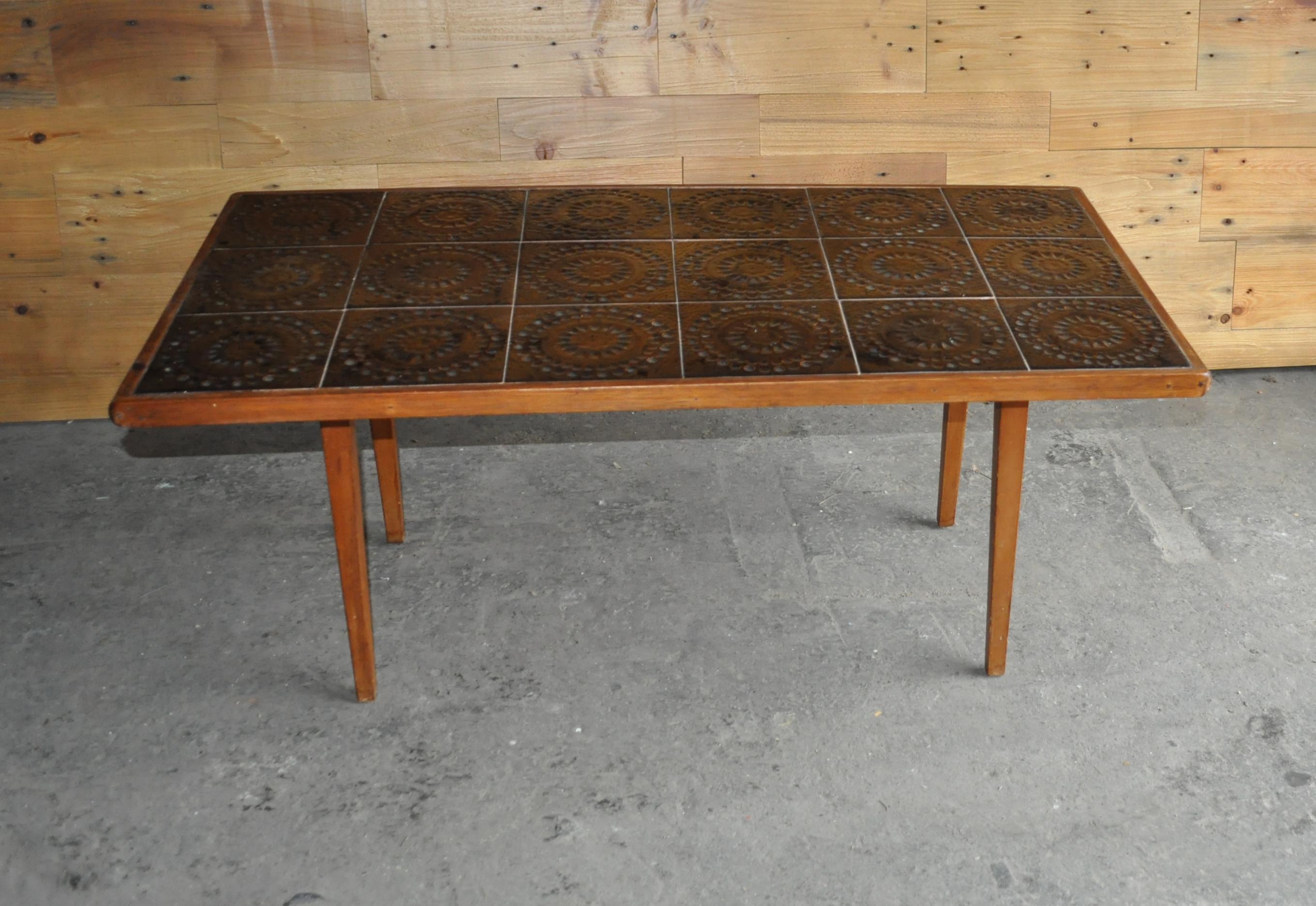 Danish rosewood ceramic tile coffee table.