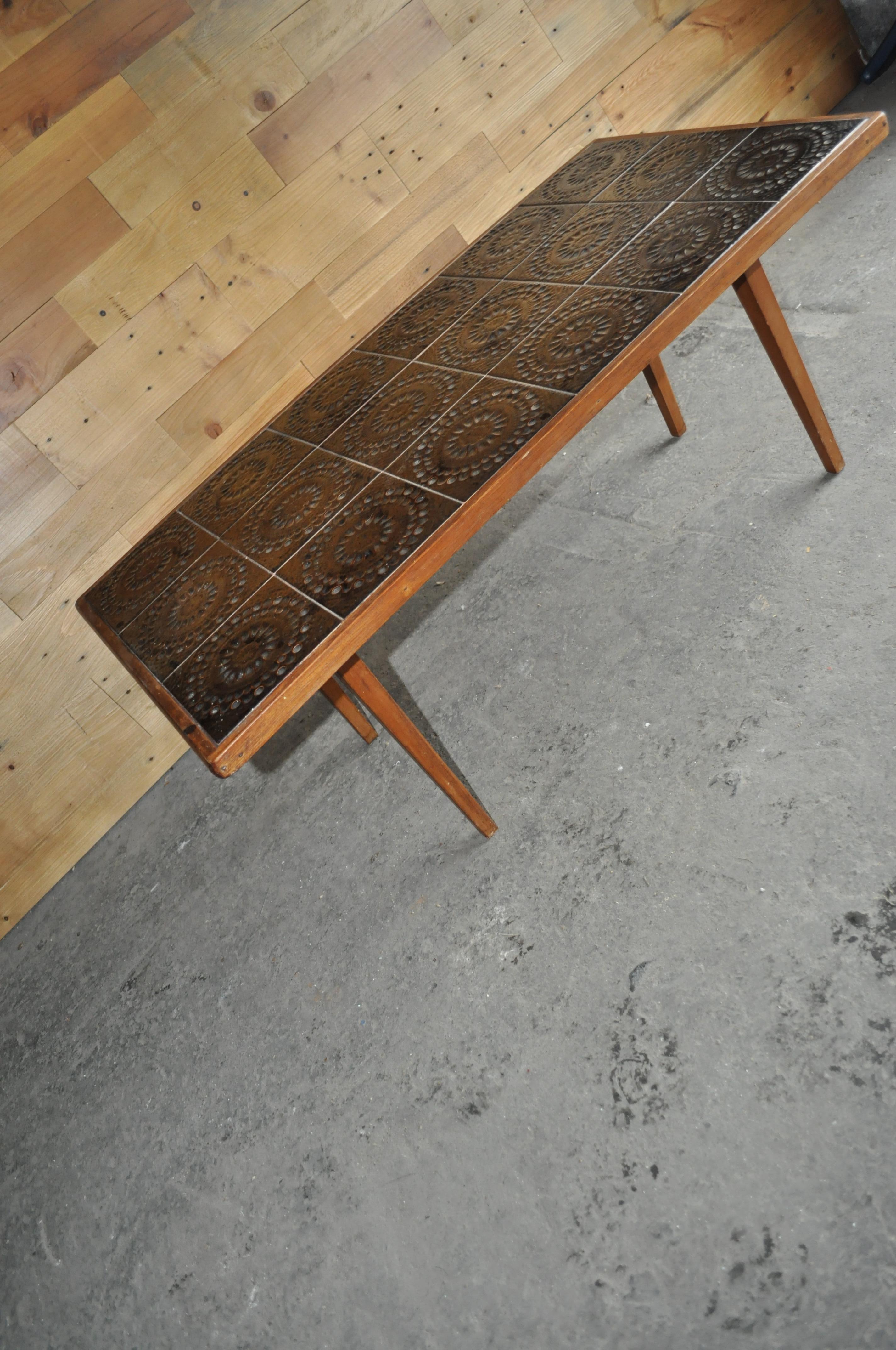 Stained Danish Rosewood Ceramic Tile Coffee Table, circa 1960s For Sale