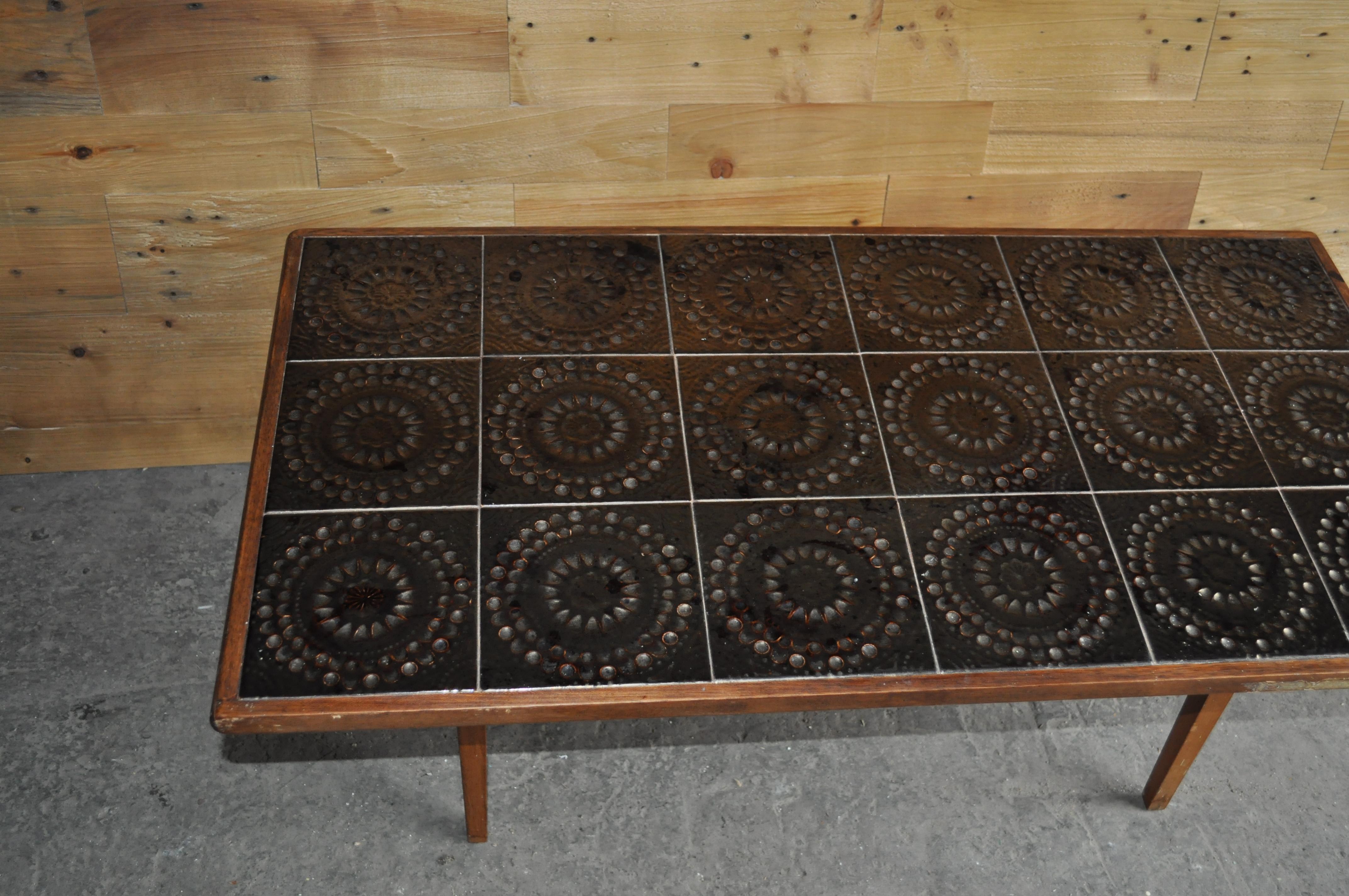 Danish Rosewood Ceramic Tile Coffee Table, circa 1960s For Sale 2