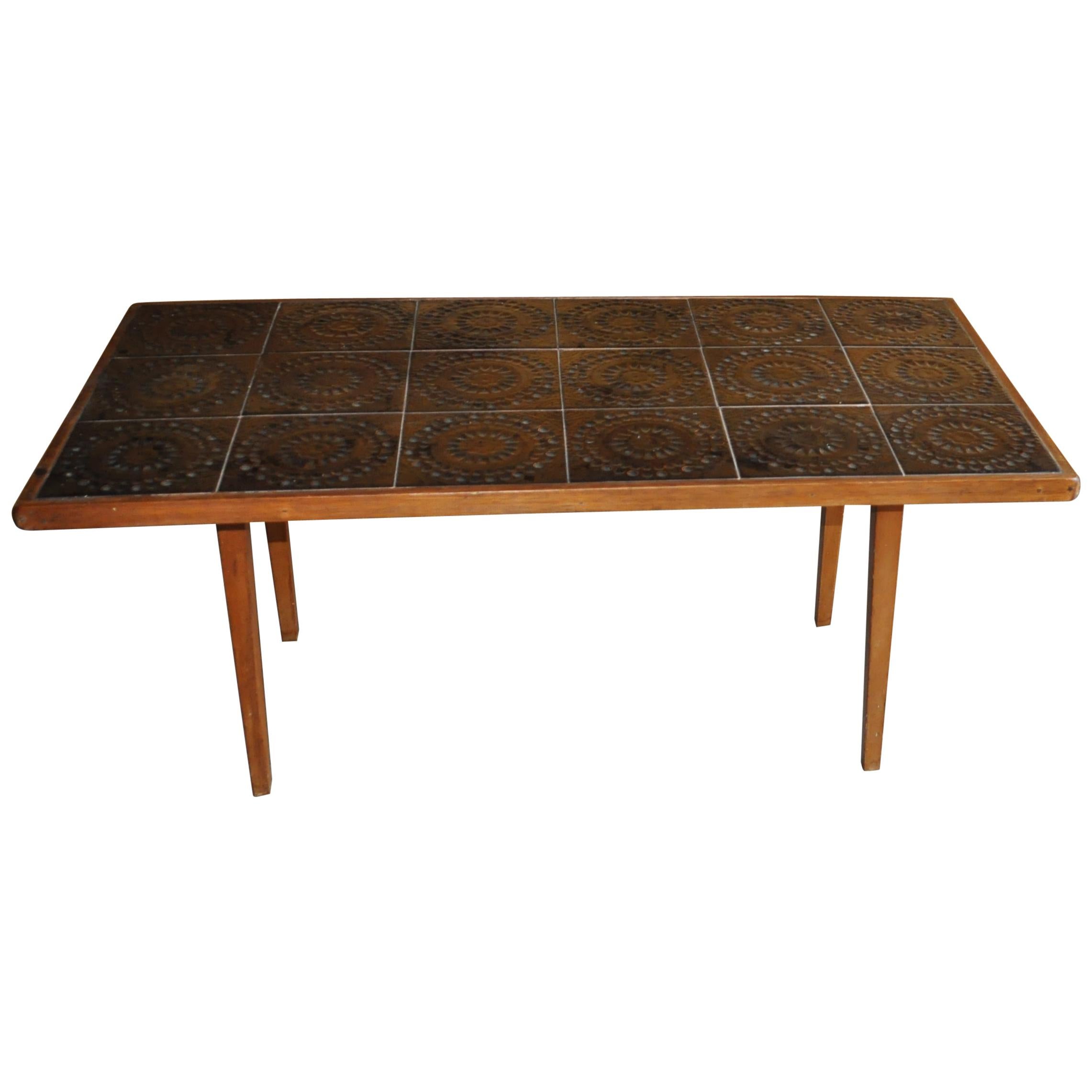 Danish Rosewood Ceramic Tile Coffee Table, circa 1960s For Sale