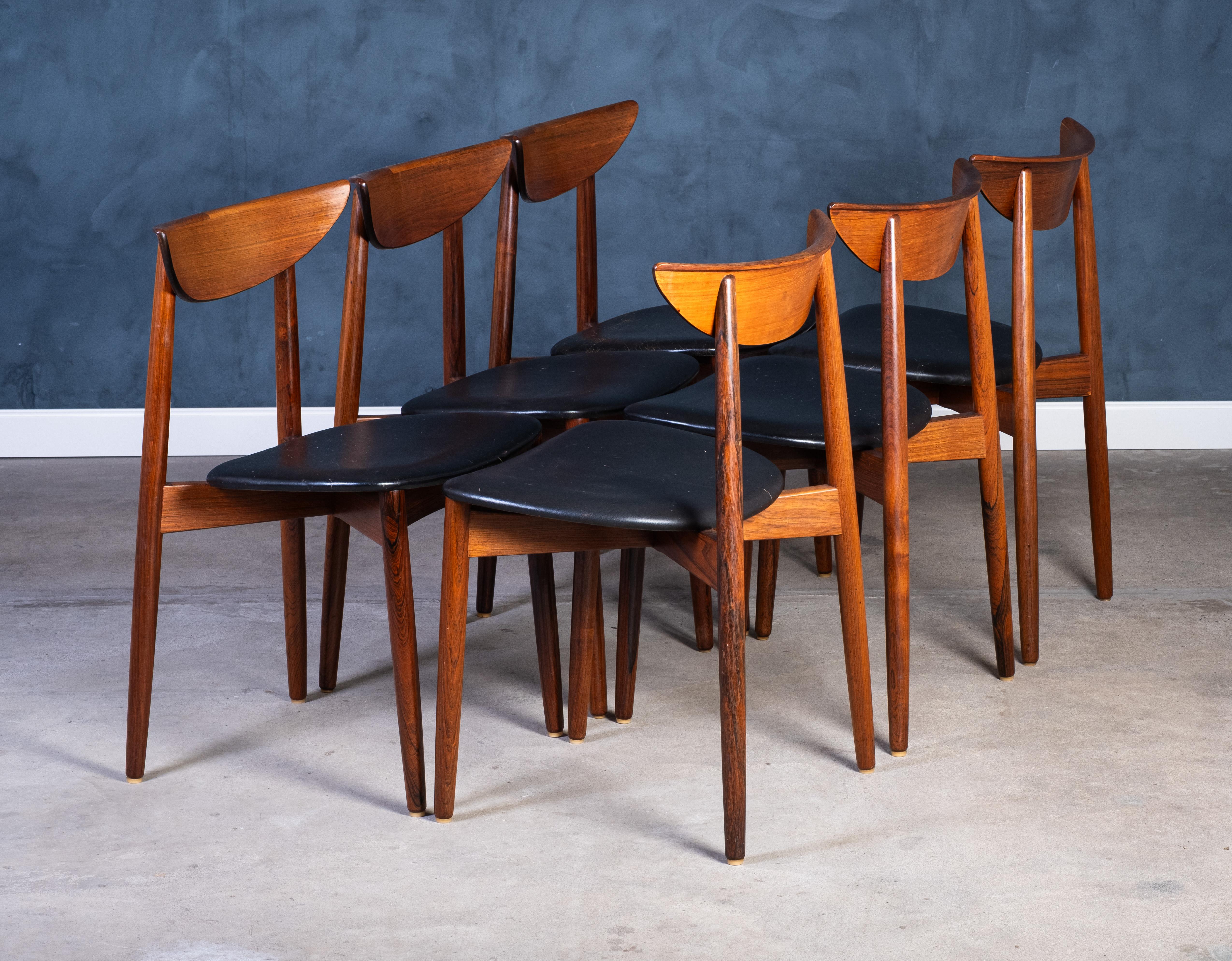 Danois Danish Rosewood Chairs by Kurt Østervig for K.P. Furniture, 1960s, Set of 6 en vente