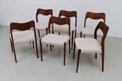 Dänische Rosenholzstühle Model No. 71 von Niels O. Møller, 1970er Jahre. Satz von 6.