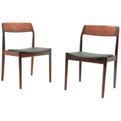 Danish Rosewood Chairs, with Black Vynil Seat, 1960, by Norgaad Johannes