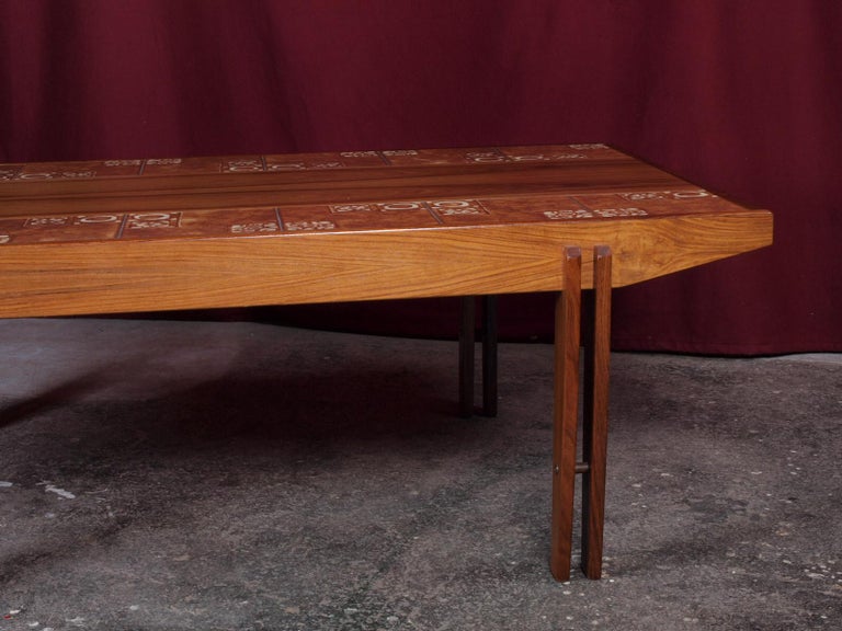 Danish Rosewood Coffee Table, Tiles, Vintage 60s 1970s For Sale at 1stDibs