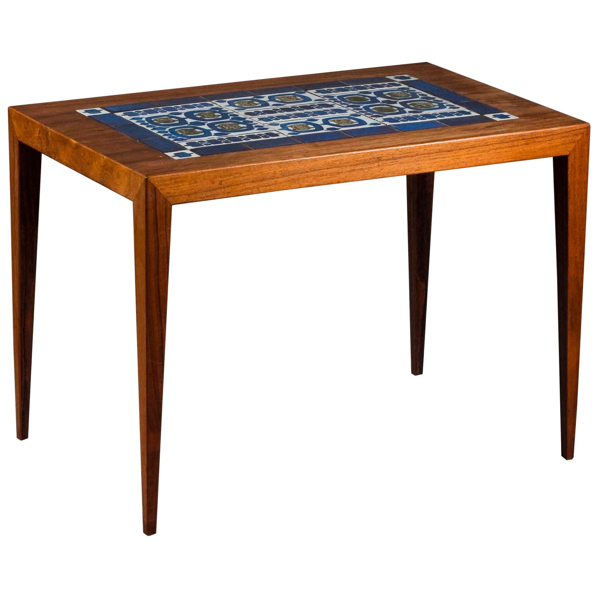 Danish Rosewood Coffee Table with Ceramic Tile Top, Tenera, by Severin Hansen For Sale