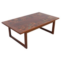 Danish Rosewood Coffee Table with Ceramic Tiles by Tue Poulsen, 1970s.