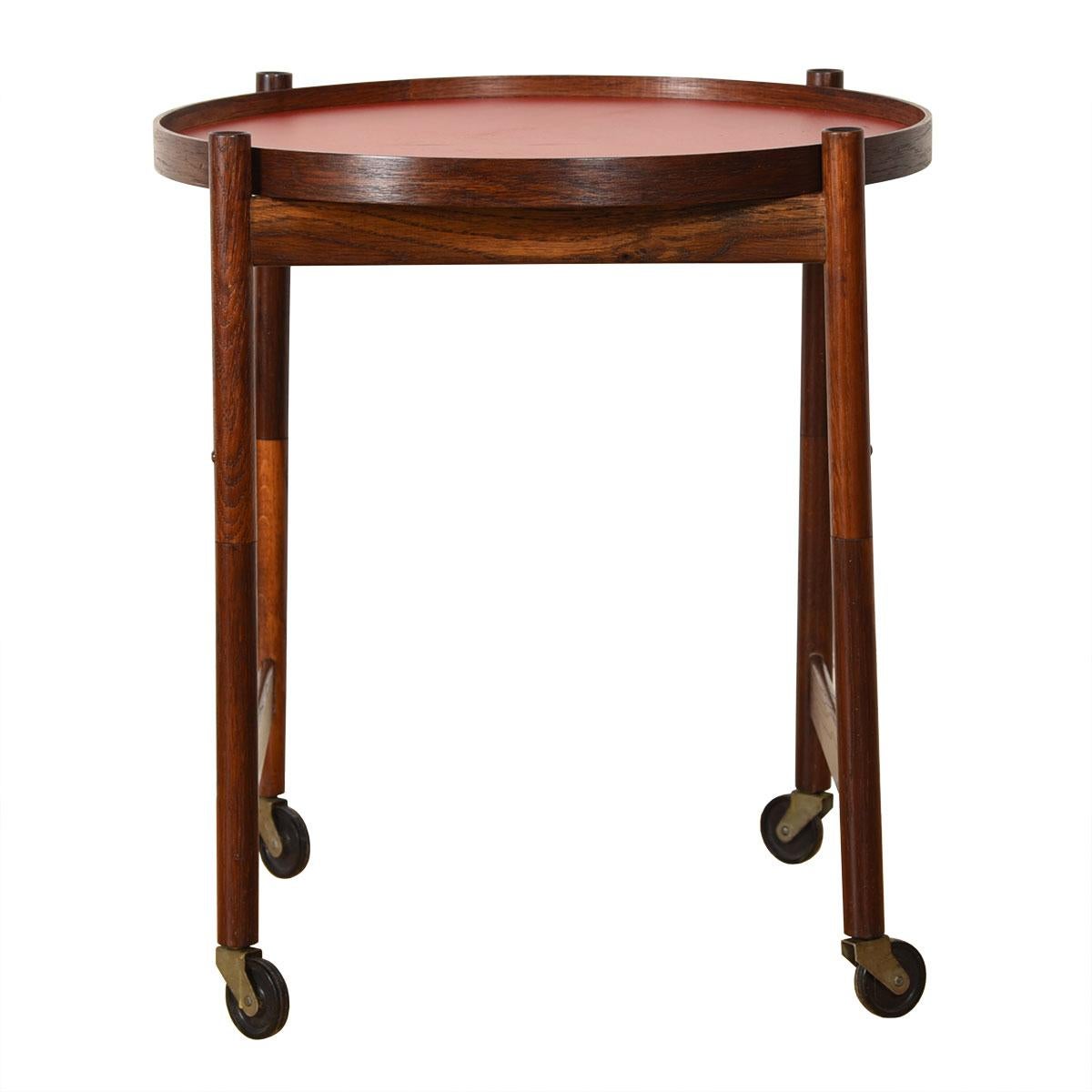 Mid-Century Modern Danish Rosewood Collapsable Frame Fliptop Accent Table For Sale