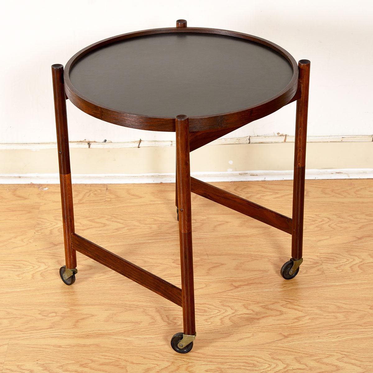 Danish Rosewood Collapsable Frame Fliptop Accent Table In Excellent Condition For Sale In Kensington, MD
