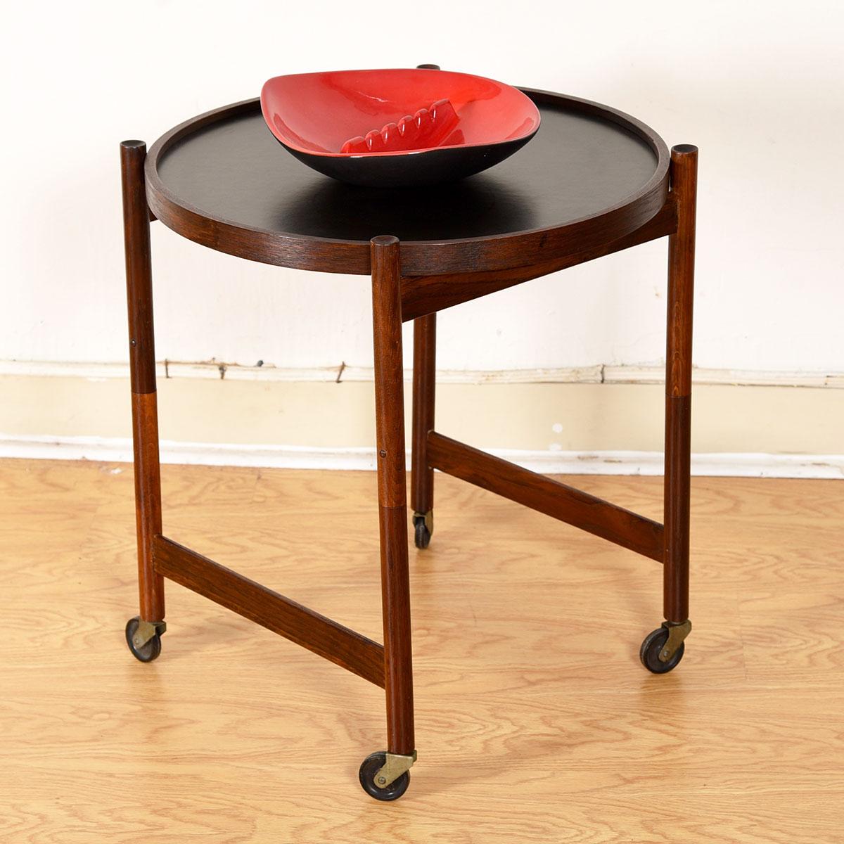 Danish Rosewood Collapsable Frame Fliptop Accent Table For Sale 1