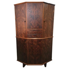 Danish Rosewood Corner Bar Cabinet