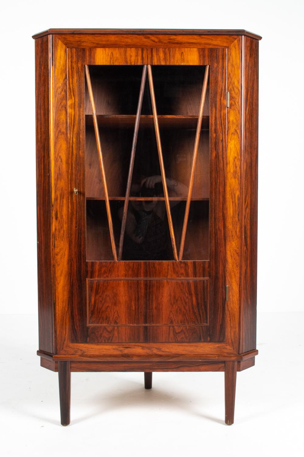 Scandinavian Modern Danish Rosewood Corner Cabinet, c. 1980's For Sale