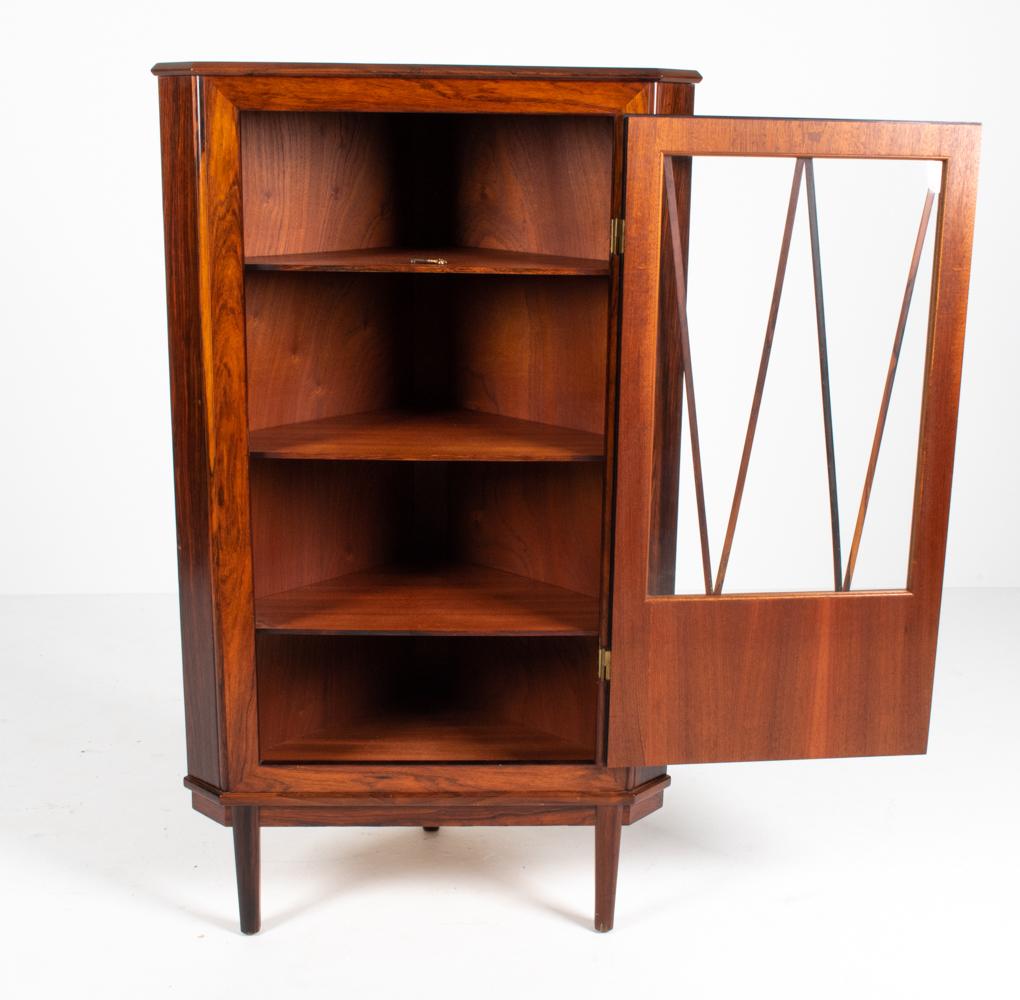 Late 20th Century Danish Rosewood Corner Cabinet, c. 1980's For Sale