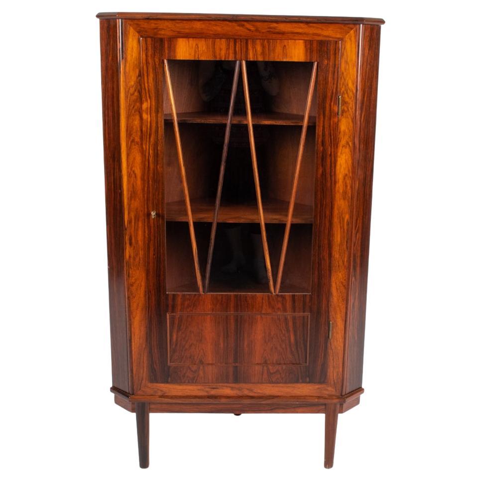 Danish Rosewood Corner Cabinet, c. 1980's For Sale