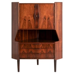 Danish Rosewood Corner Cocktail Bar, c.1960