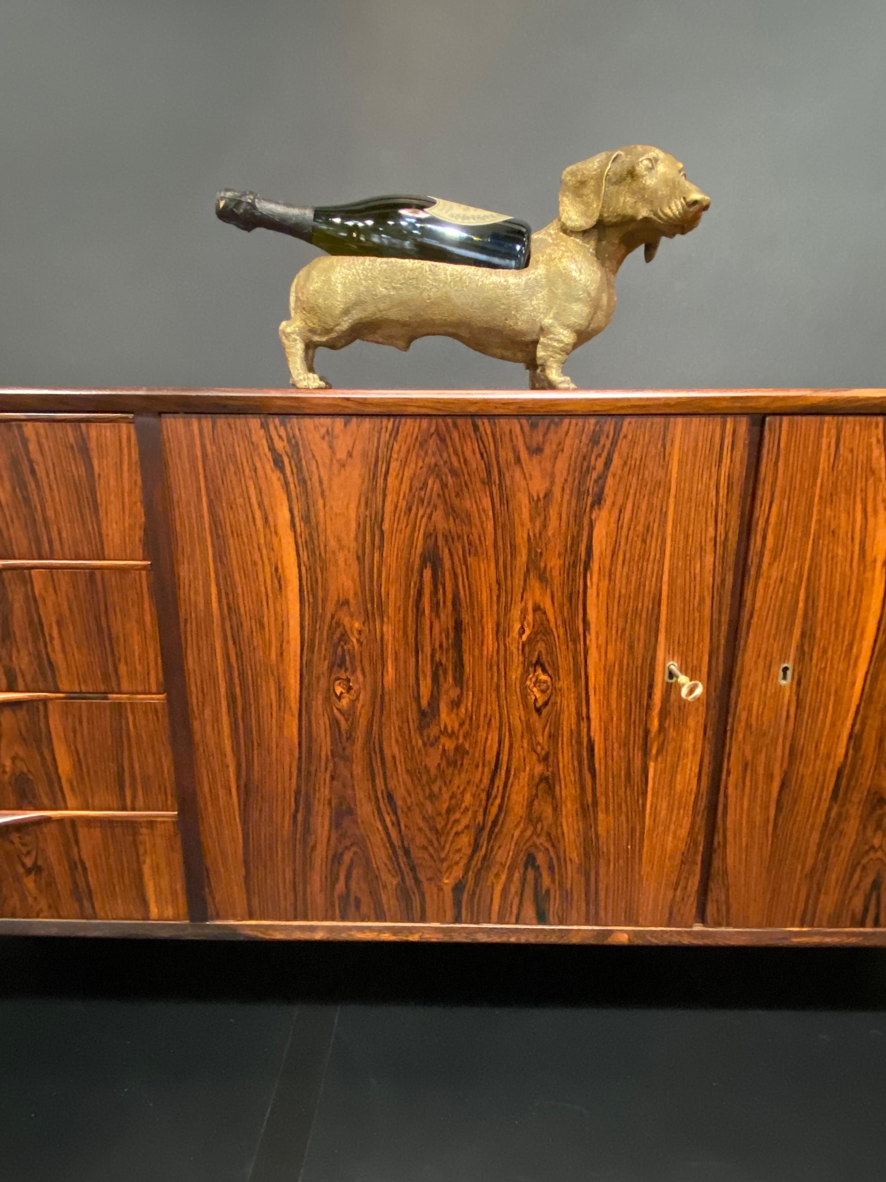 Danish Rosewood Credenza with Brass Legs 2