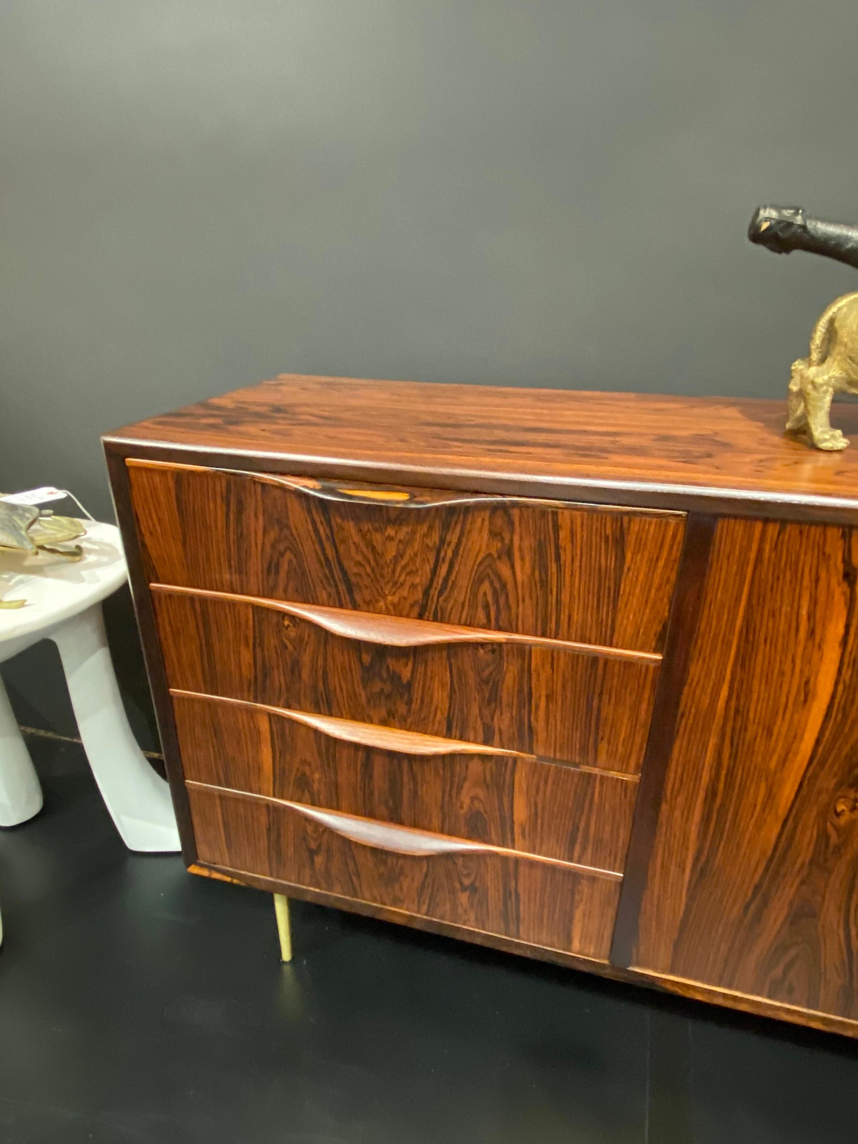 Danish Rosewood Credenza with Brass Legs 4