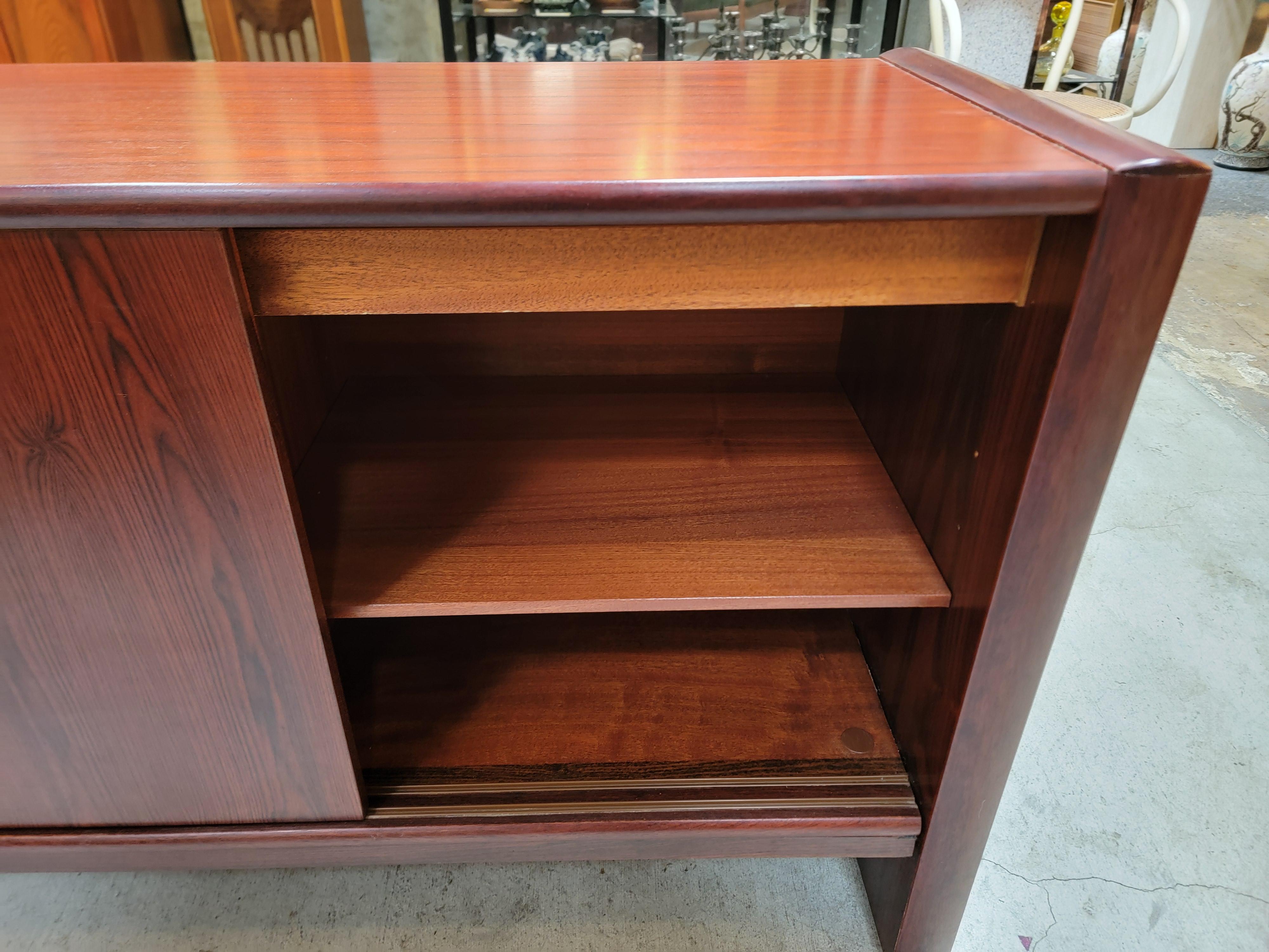Danish Rosewood Credenza with Sliding Doors For Sale 5