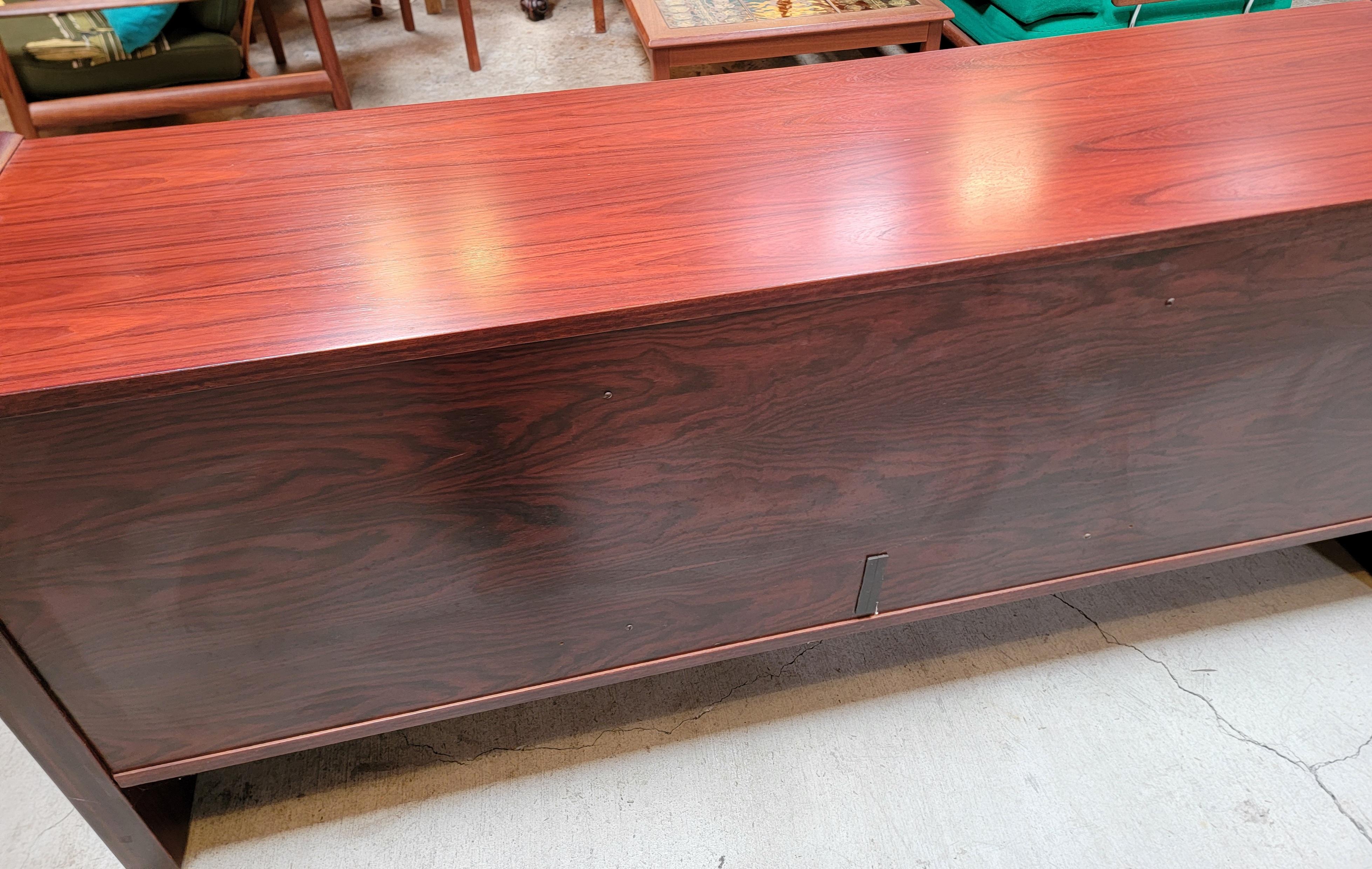 Danish Rosewood Credenza with Sliding Doors For Sale 6