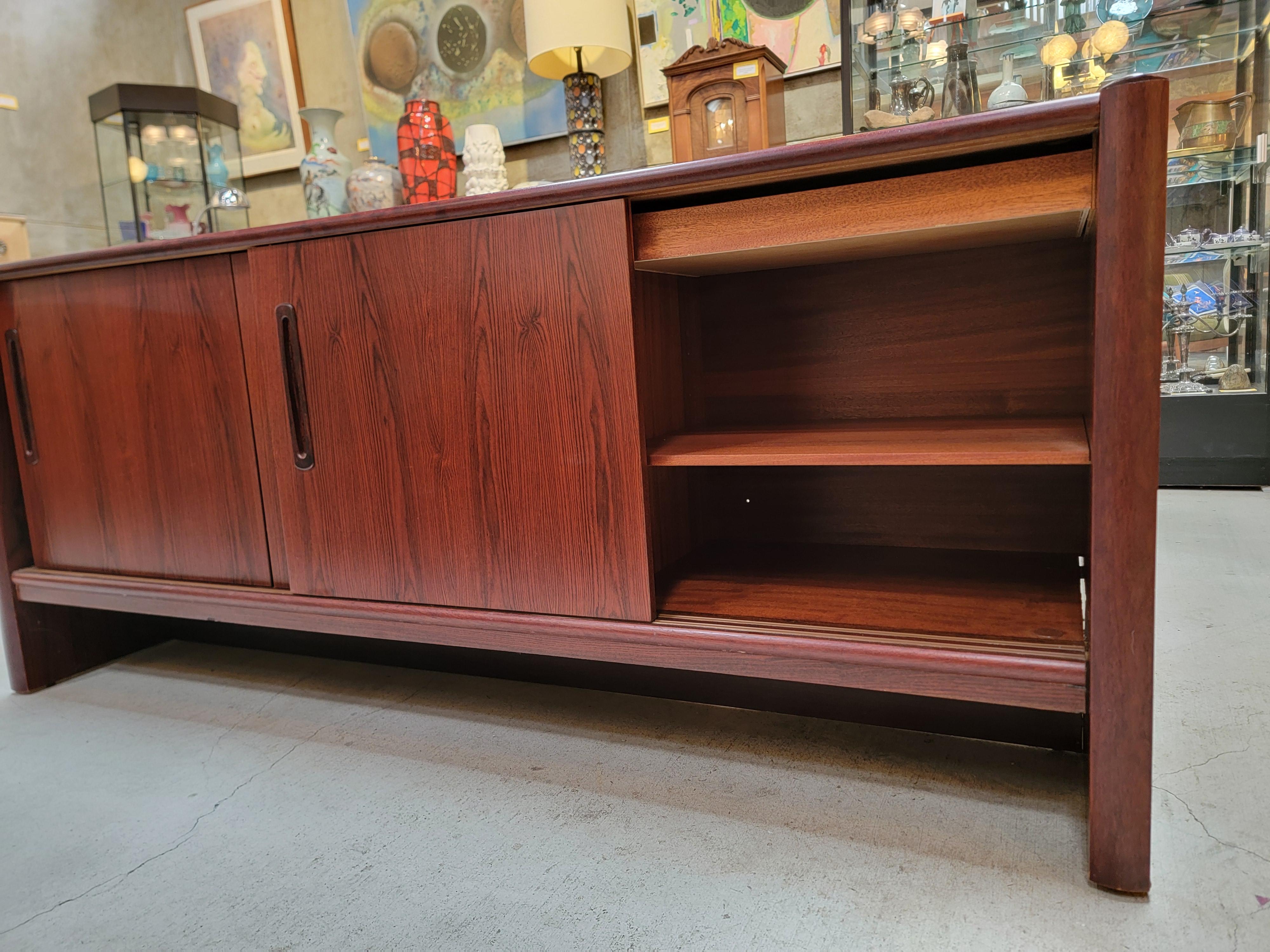 Danish Rosewood Credenza with Sliding Doors For Sale 4