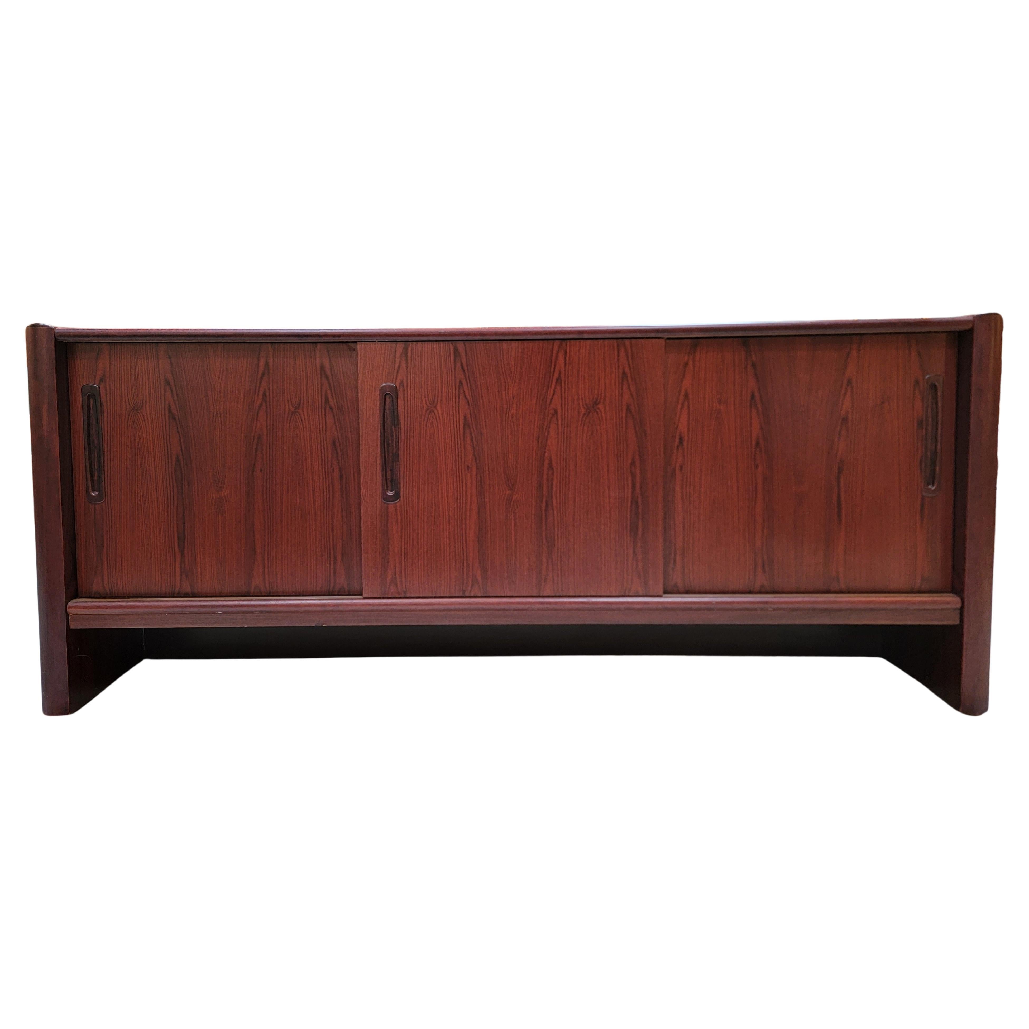Danish Rosewood Credenza with Sliding Doors For Sale