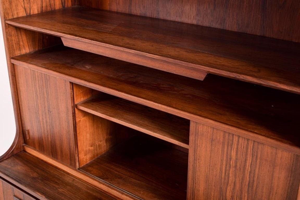 Mid-Century Modern Danish Rosewood Desk and Bookcase with Sliding Doors, 1950