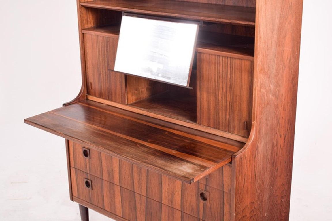 Mid-20th Century Danish Rosewood Desk and Bookcase with Sliding Doors, 1950