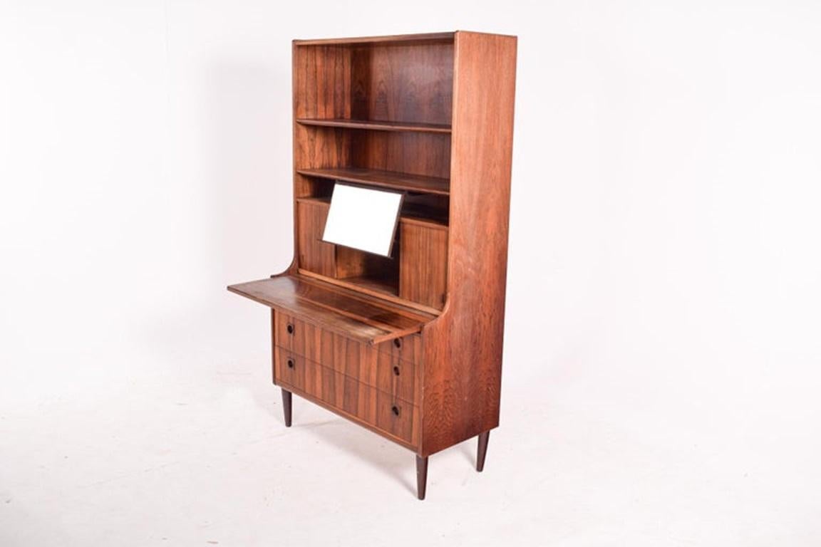 Danish Rosewood Desk and Bookcase with Sliding Doors, 1950 1