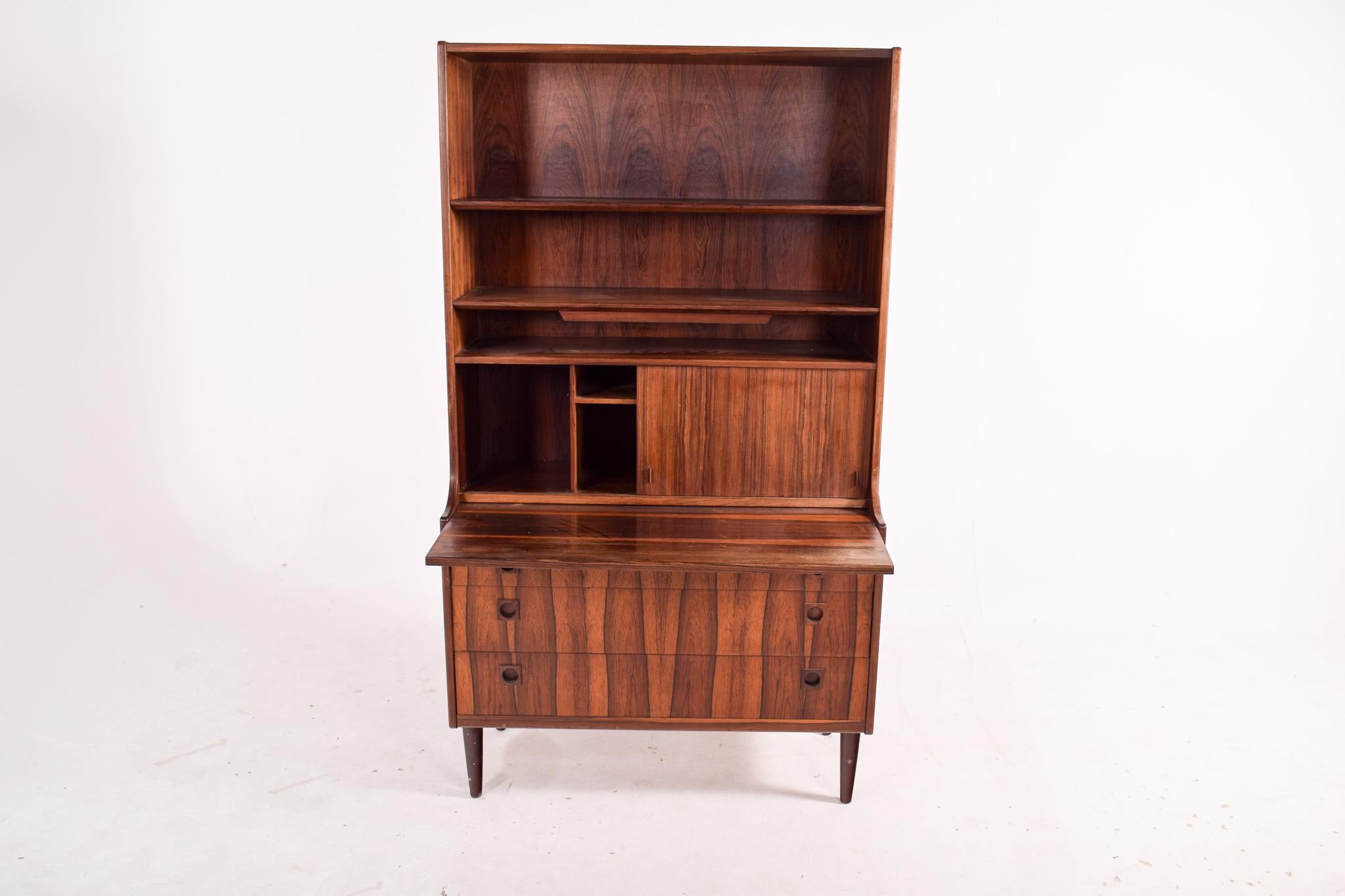 Danish Rosewood Desk and Bookcase with Sliding Doors, 1950 For Sale 2
