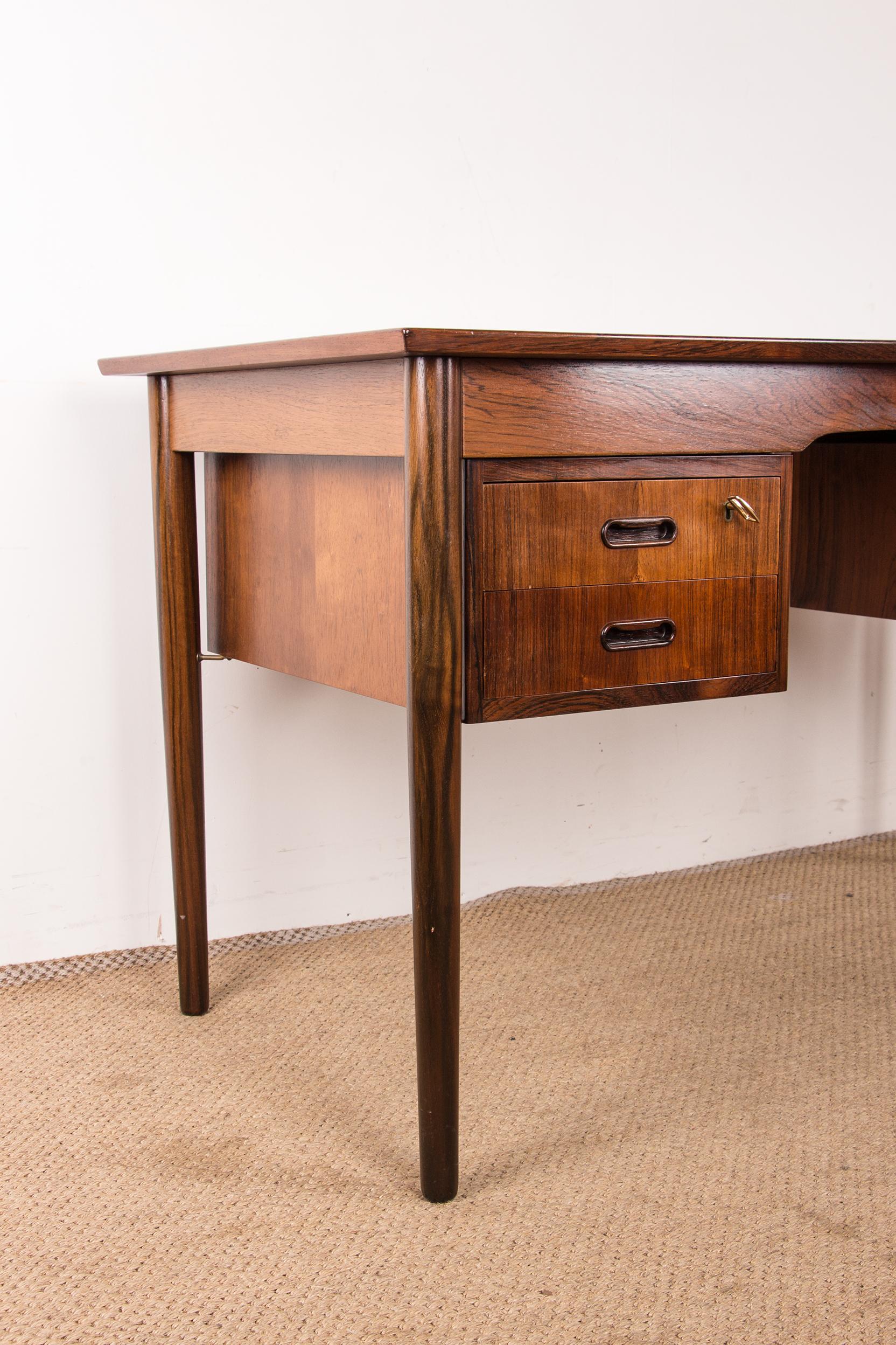 Brass Danish Rosewood Desk by Arne Vodder 1960. For Sale