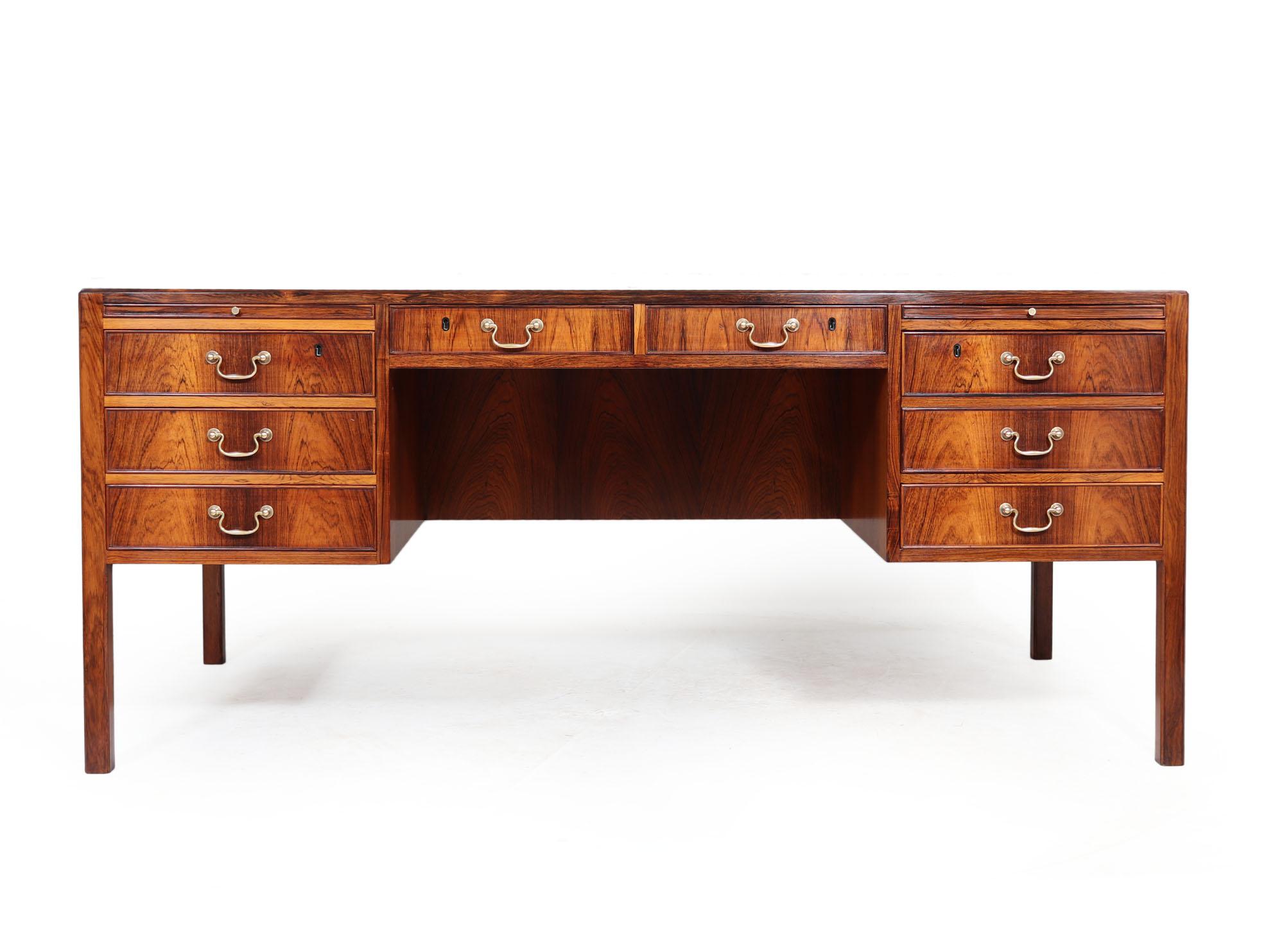 Mid-Century Modern Danish Rosewood Desk by Ole Wanscher