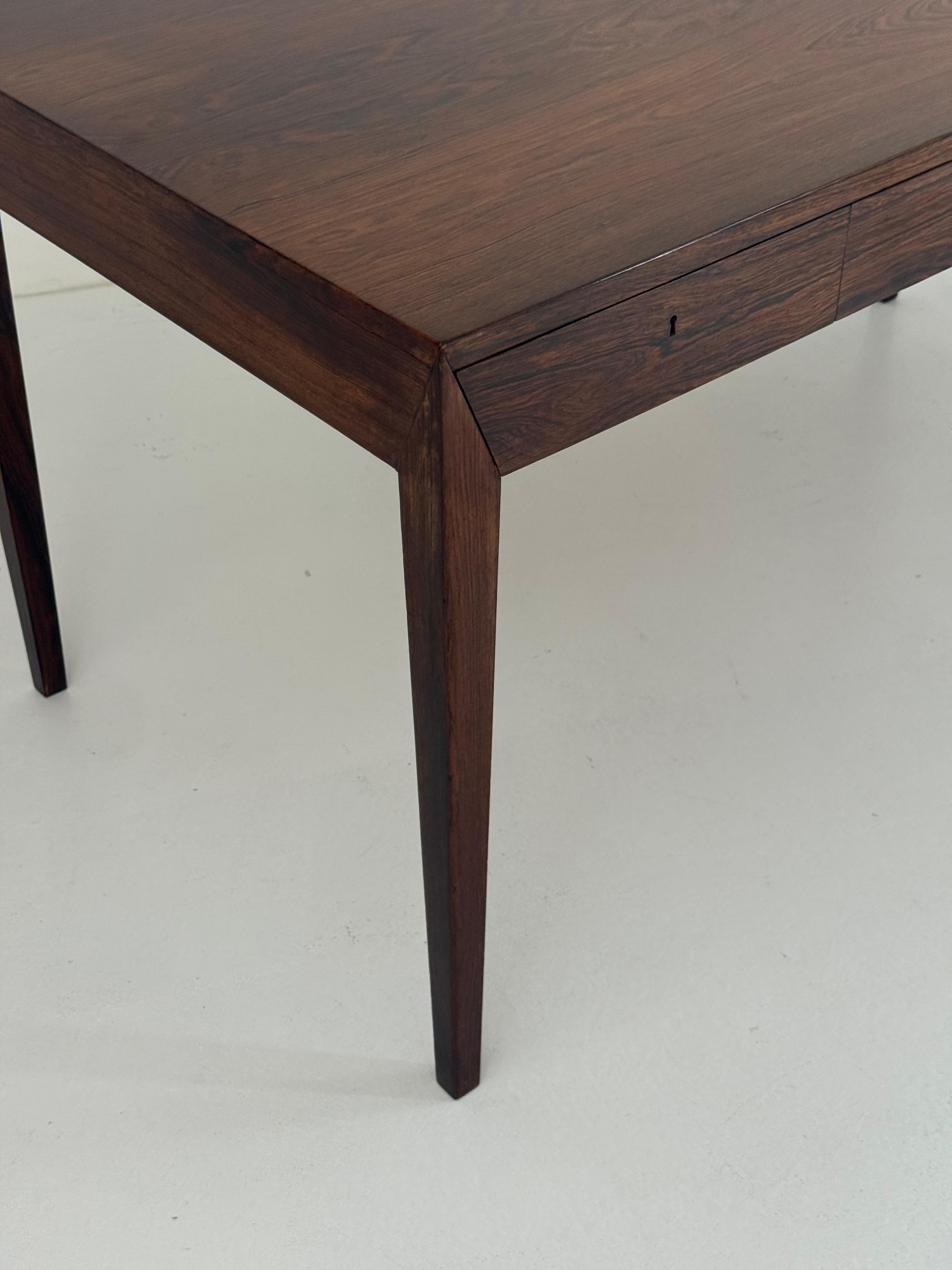 Mid-20th Century Danish Rosewood Desk by Severin Hansen Jr. for Haslev, 1960s For Sale