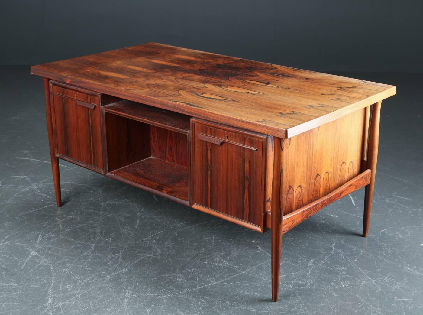 Mid-Century Modern Danish Rosewood Desk Made 1960s For Sale