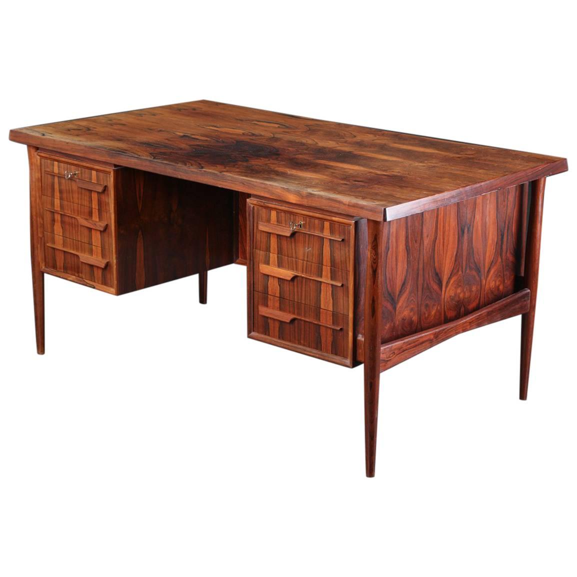 Danish Rosewood Desk Made 1960s For Sale