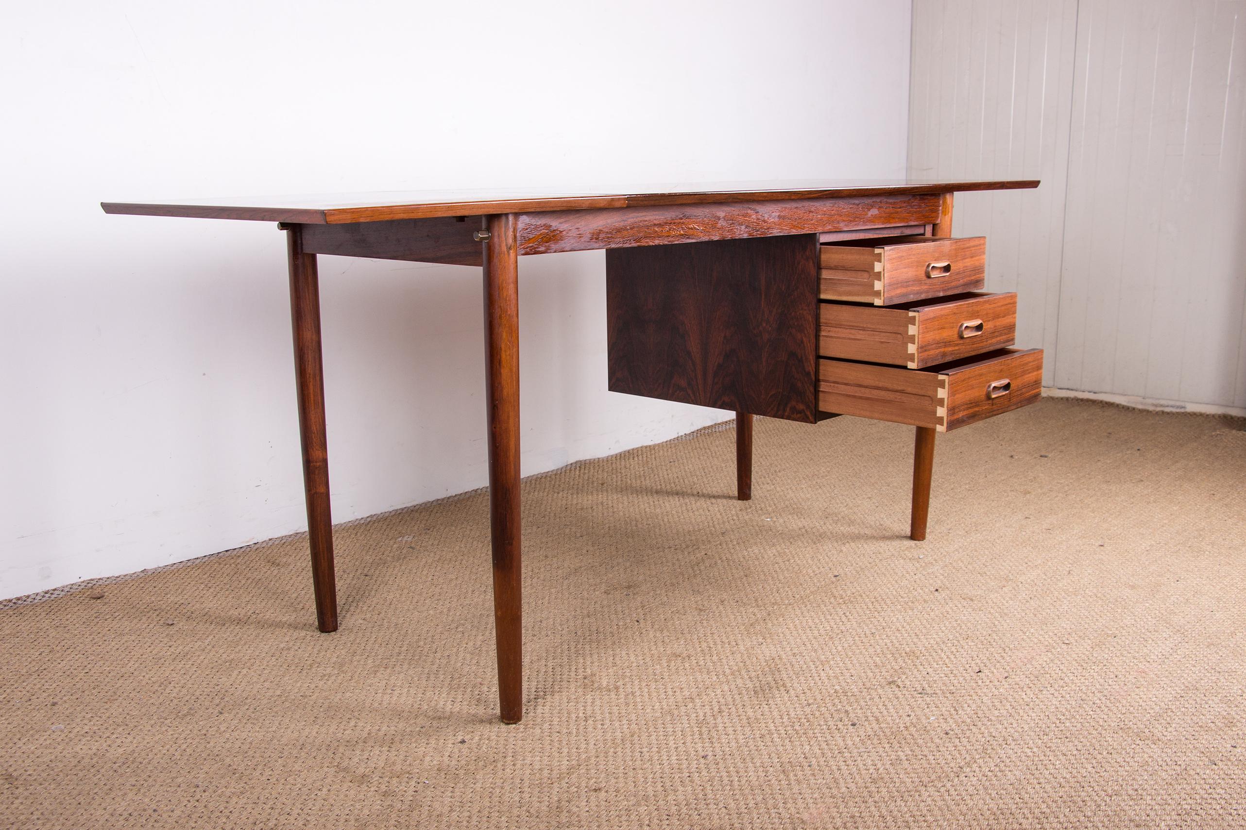 Danish rosewood desk with extension and floating box, model 0S 51 by Arne Vodder For Sale 5