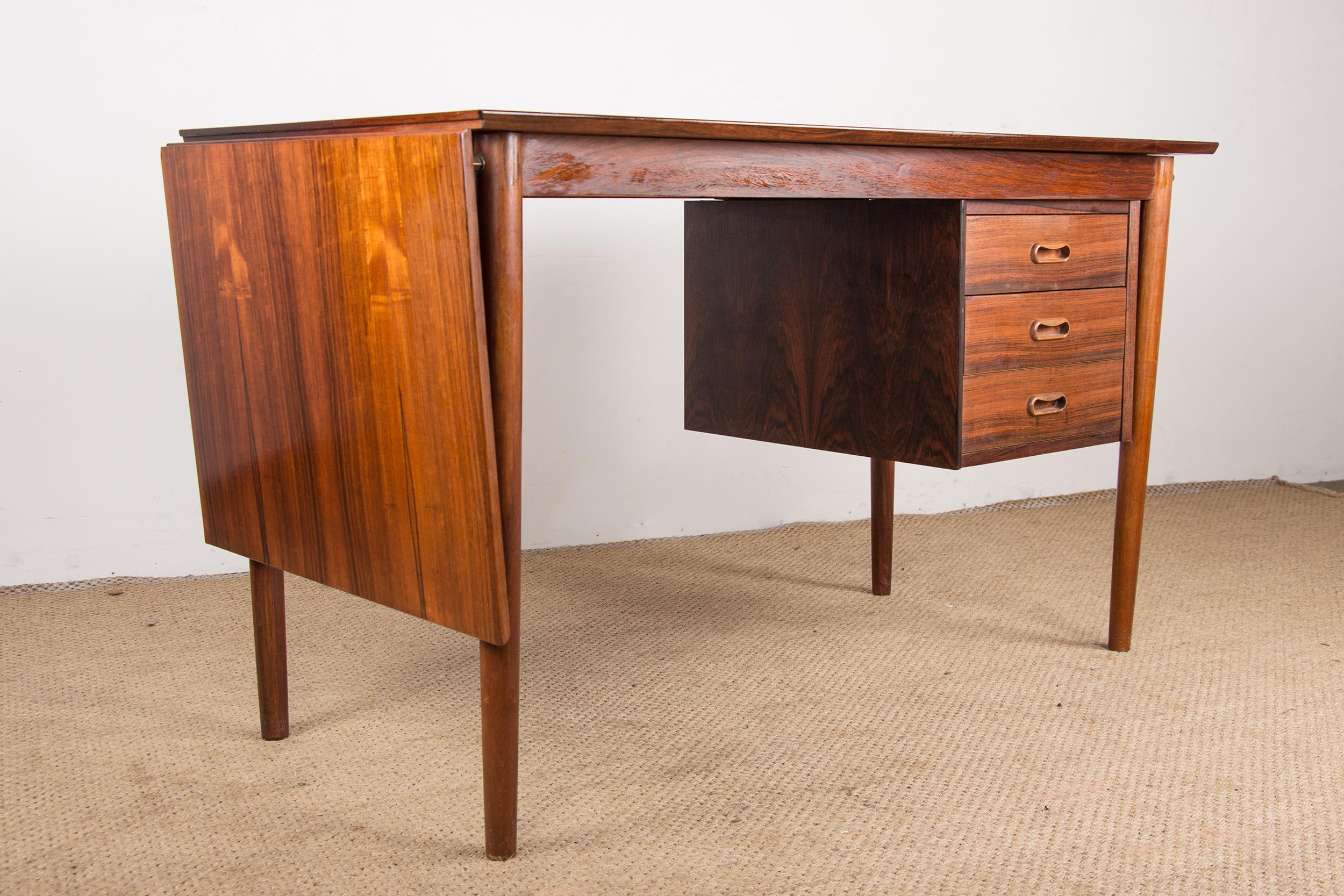 Danish rosewood desk with extension and floating box, model 0S 51 by Arne Vodder For Sale 12